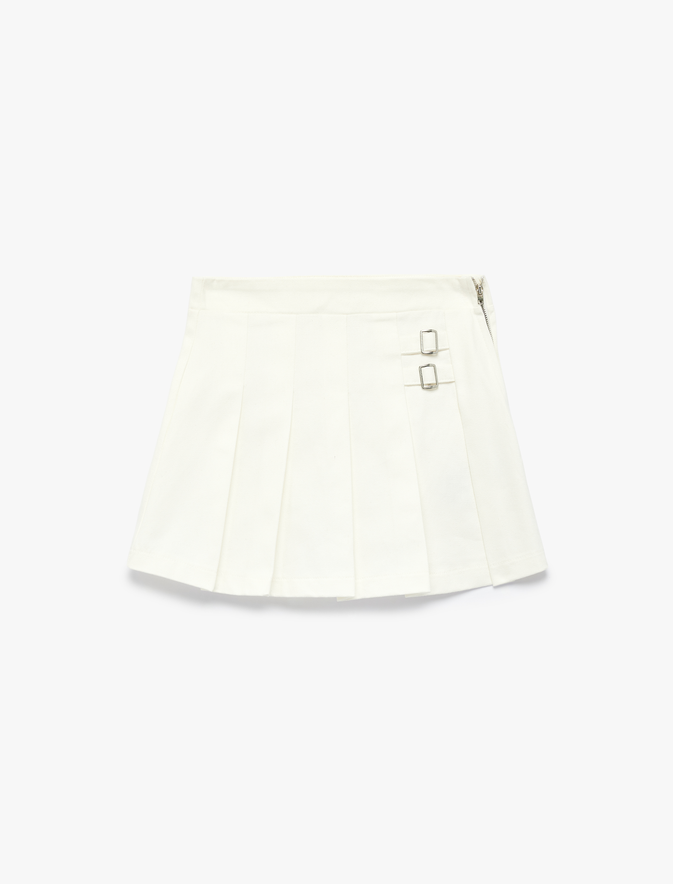  Kız Çocuk Toka Detaylı  Kalın Pileli Etek