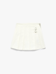 Toka Detaylı  Kalın Pileli Etek