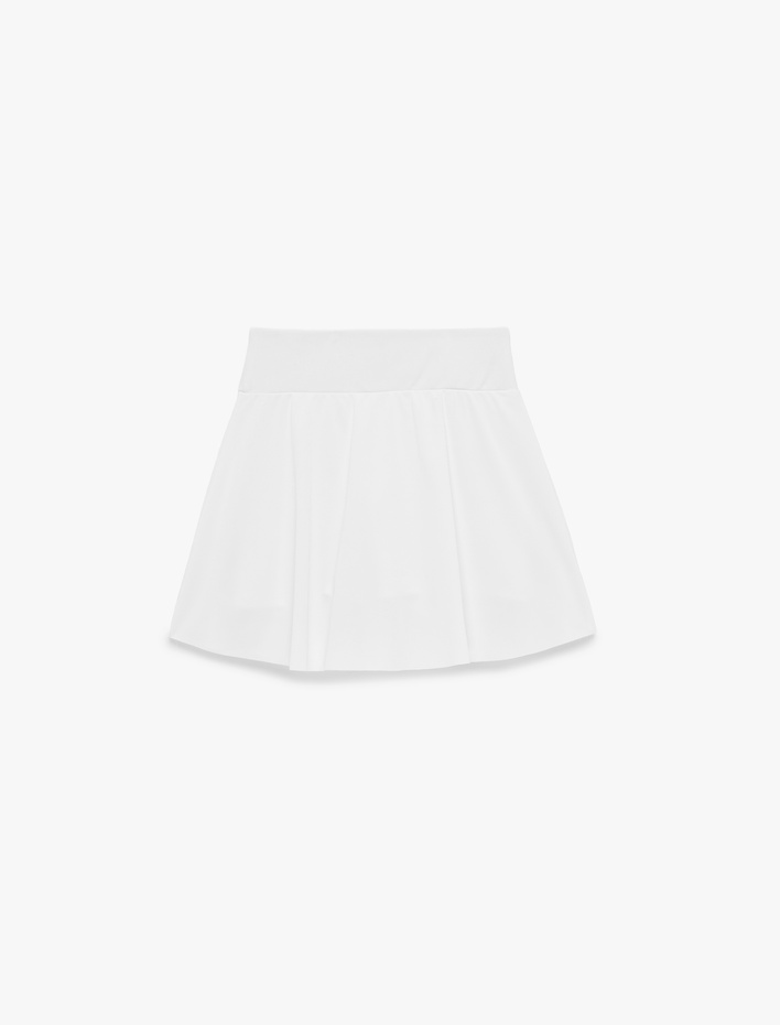  Yüksek Bel Pike Kumaş Mini Spor Şort Etek