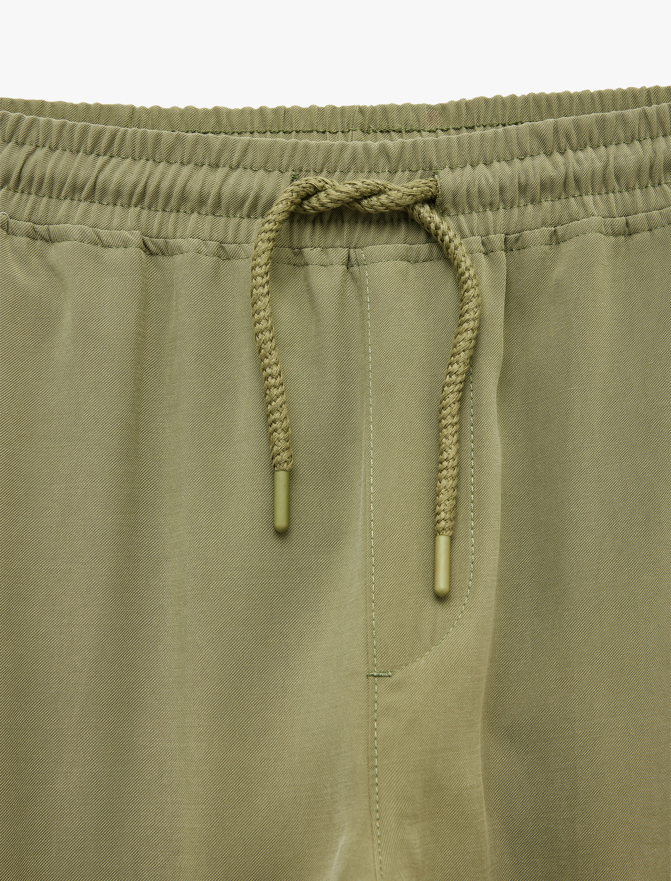   Viskon Cep Detaylı Duble Paça Beli Bağcıklı Pantolon