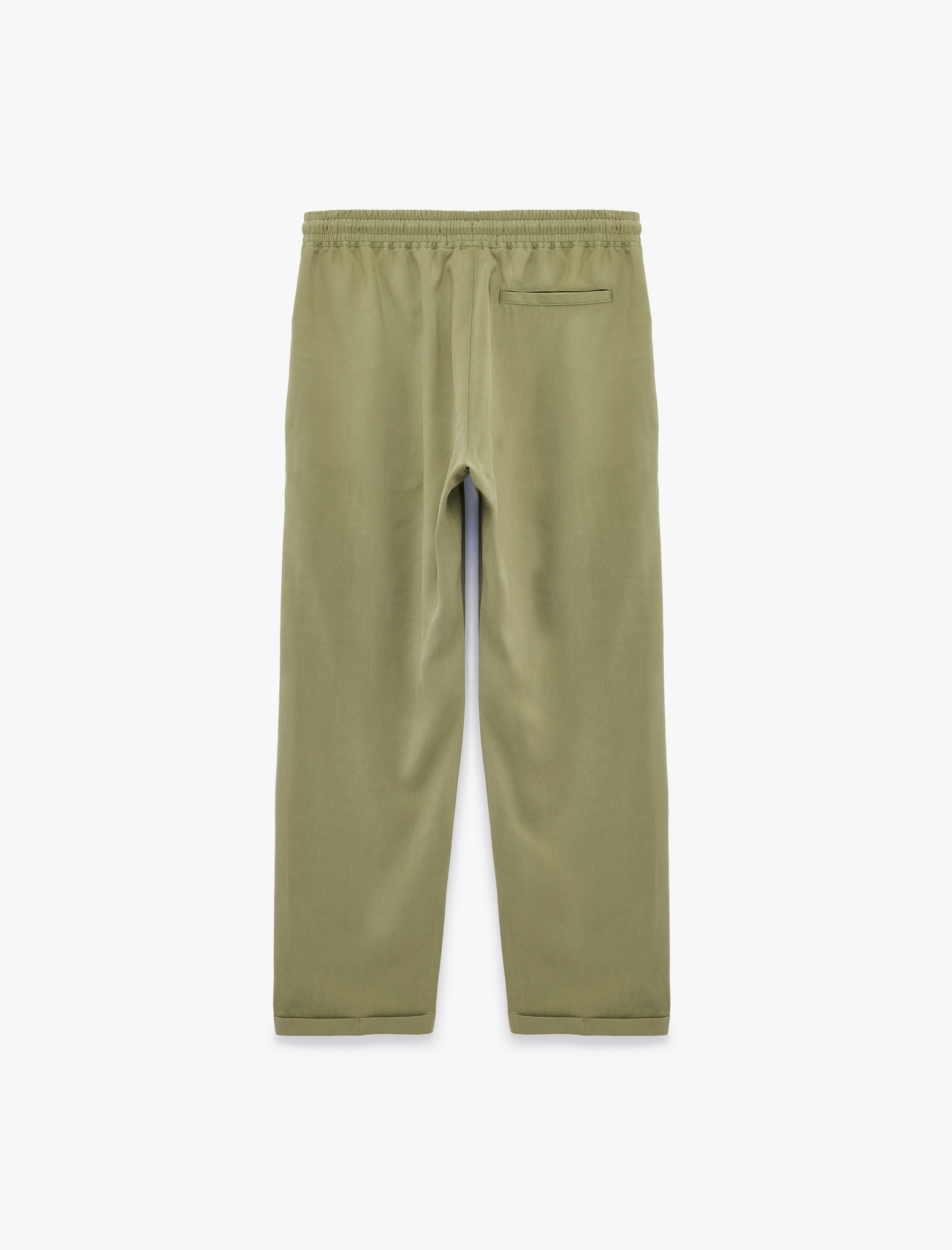   Viskon Cep Detaylı Duble Paça Beli Bağcıklı Pantolon