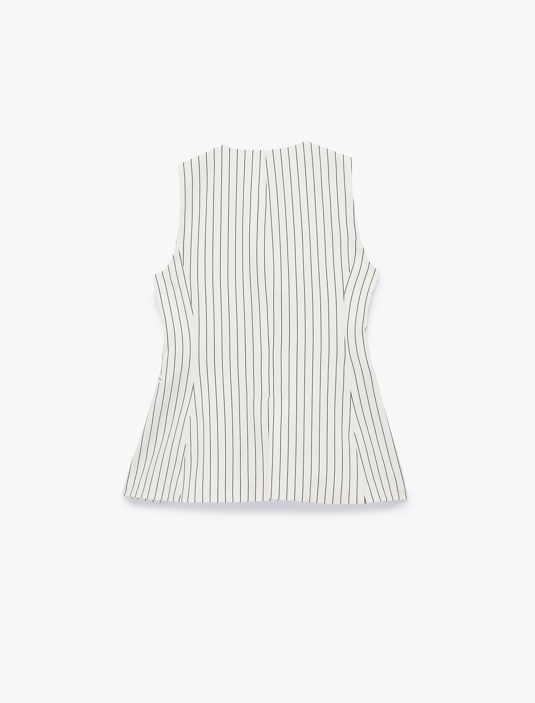   Cepli Bisiklet Yaka Düğmeli Viskon Karışımlı Çizgili Kolsuz Yelek