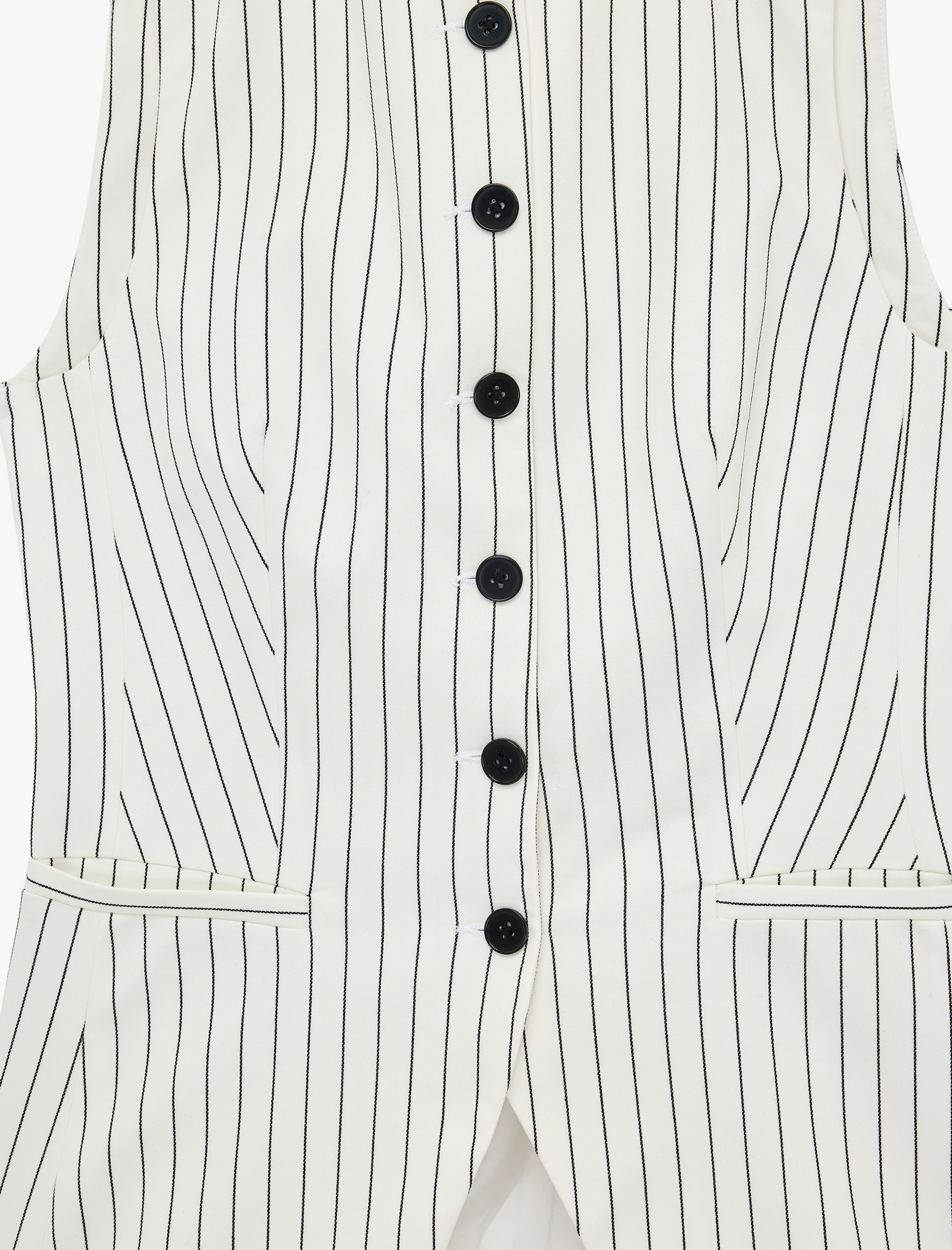   Cepli Bisiklet Yaka Düğmeli Viskon Karışımlı Çizgili Kolsuz Yelek