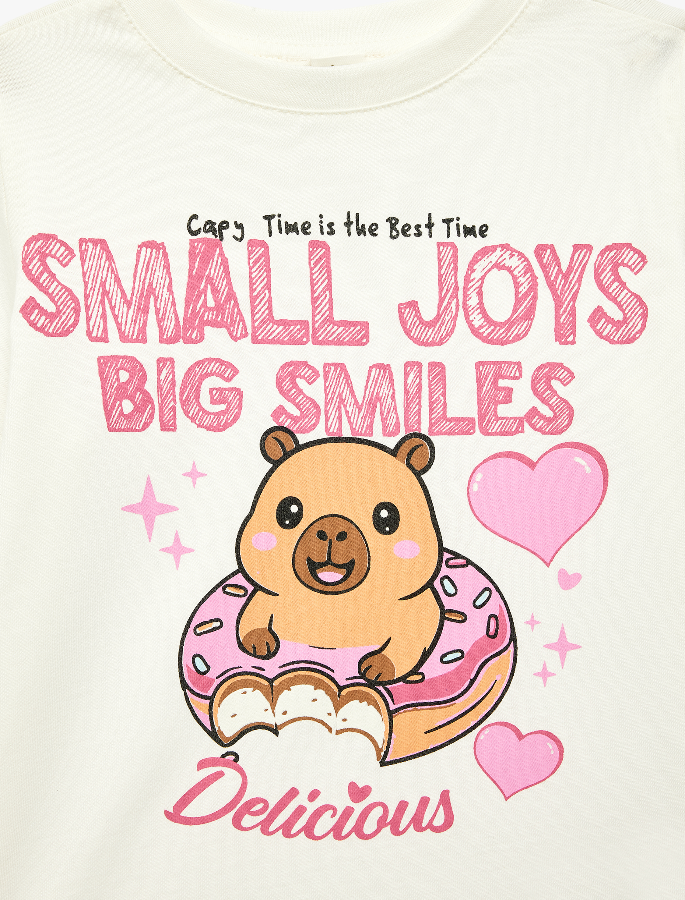  Kız Çocuk Baskılı Kısa Kollu Bisiklet Yaka Pamuklu Tişört