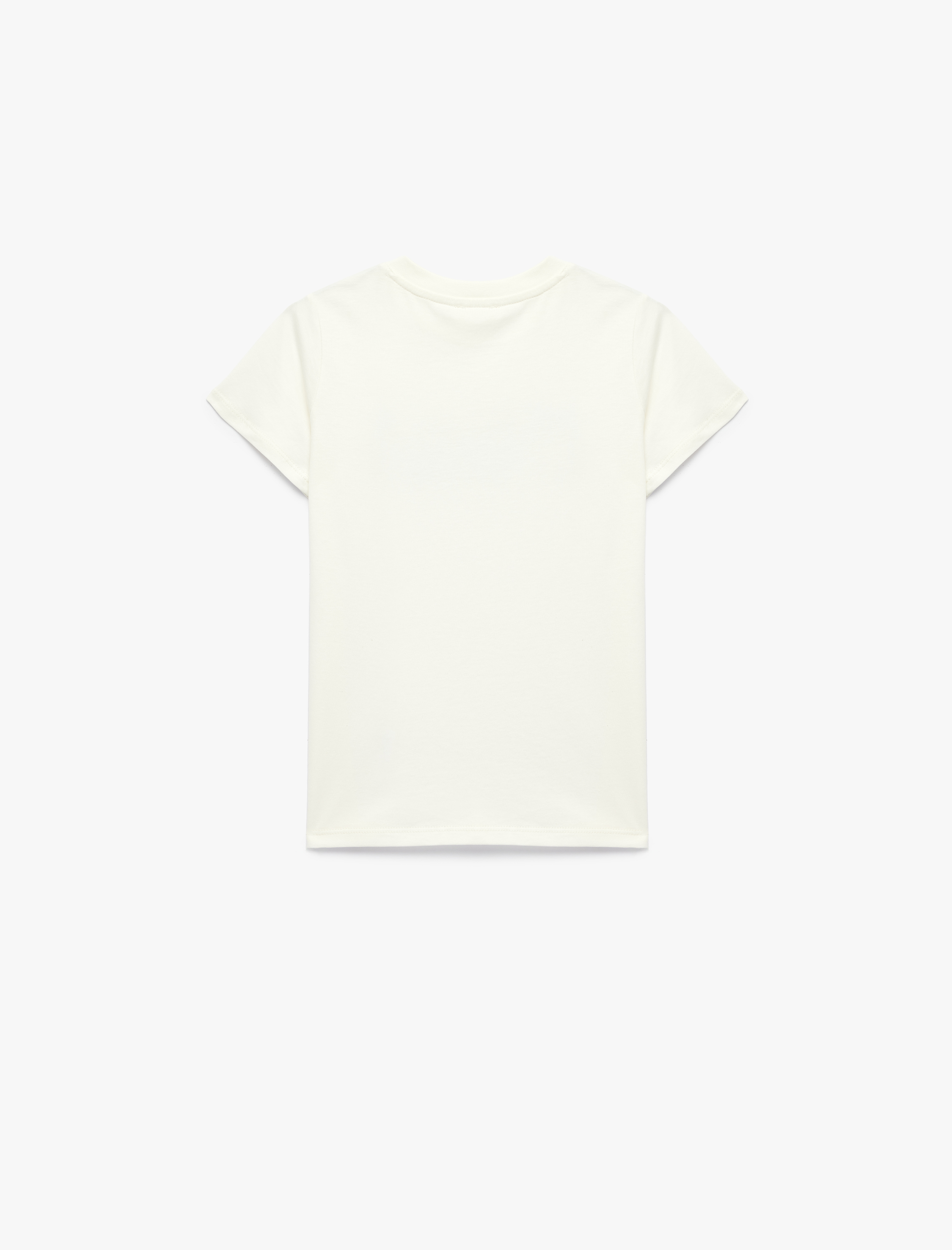  Kız Çocuk Pamuklu Kısa Kollu Bisiklet Yaka Kedi Baskılı Tişört