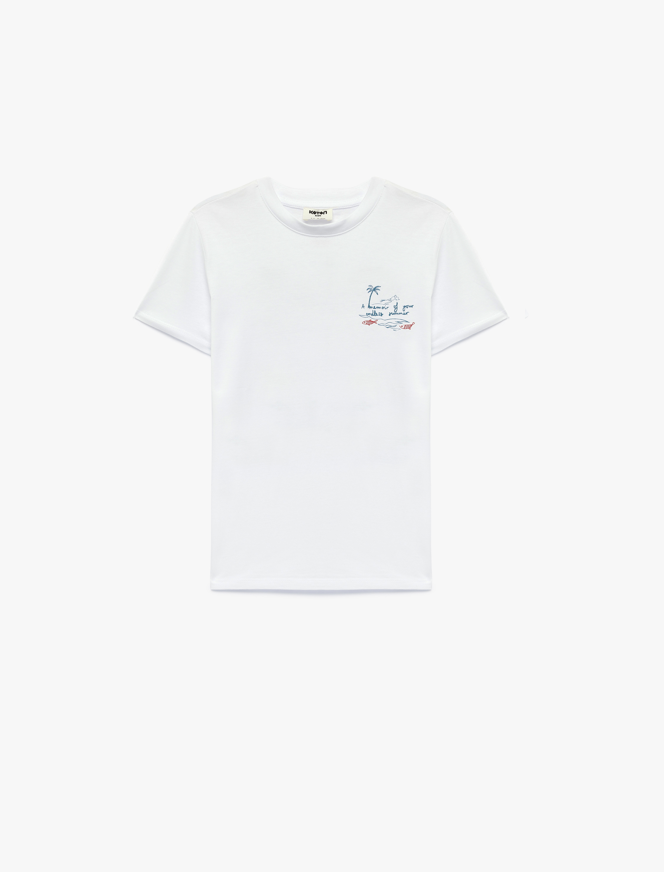  Erkek Çocuk Pamuklu Bisiklet Yaka Kısa Kollu Arkası Baskılı Tişört