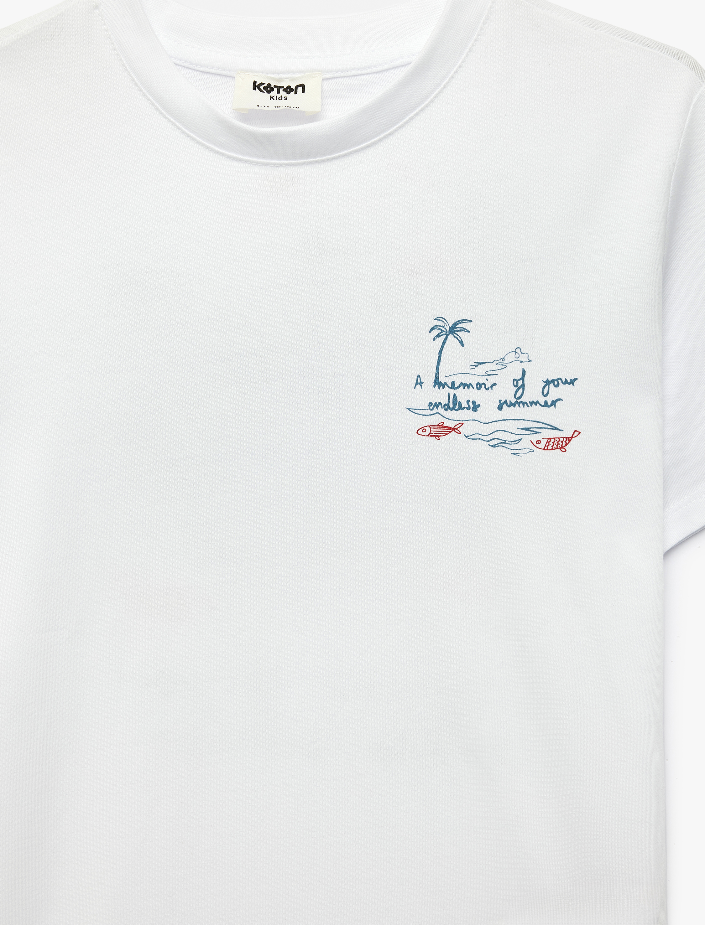  Erkek Çocuk Pamuklu Bisiklet Yaka Kısa Kollu Arkası Baskılı Tişört