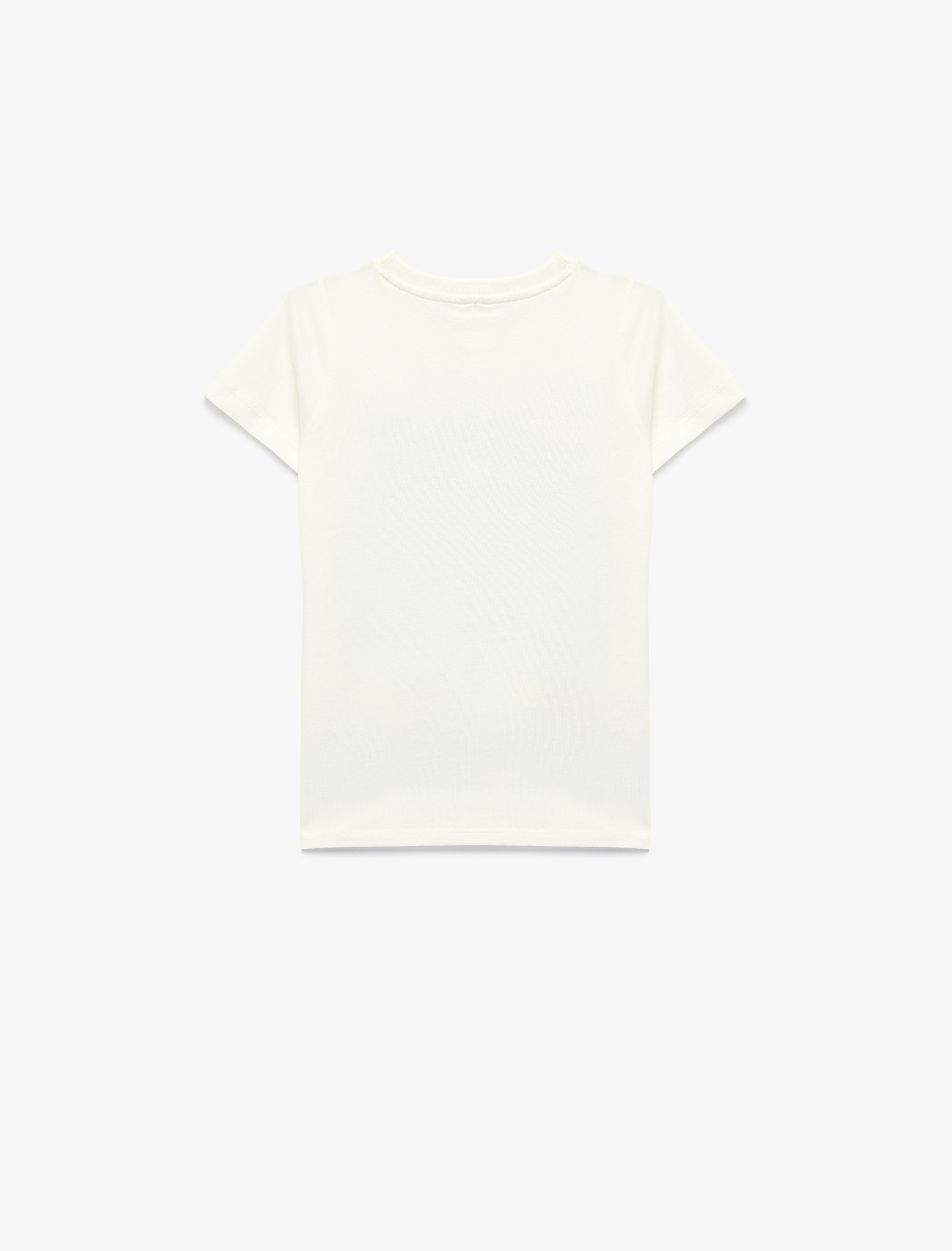  Kız Çocuk Pamuklu Bisiklet Yaka Kısa Kollu Baskılı Tişört