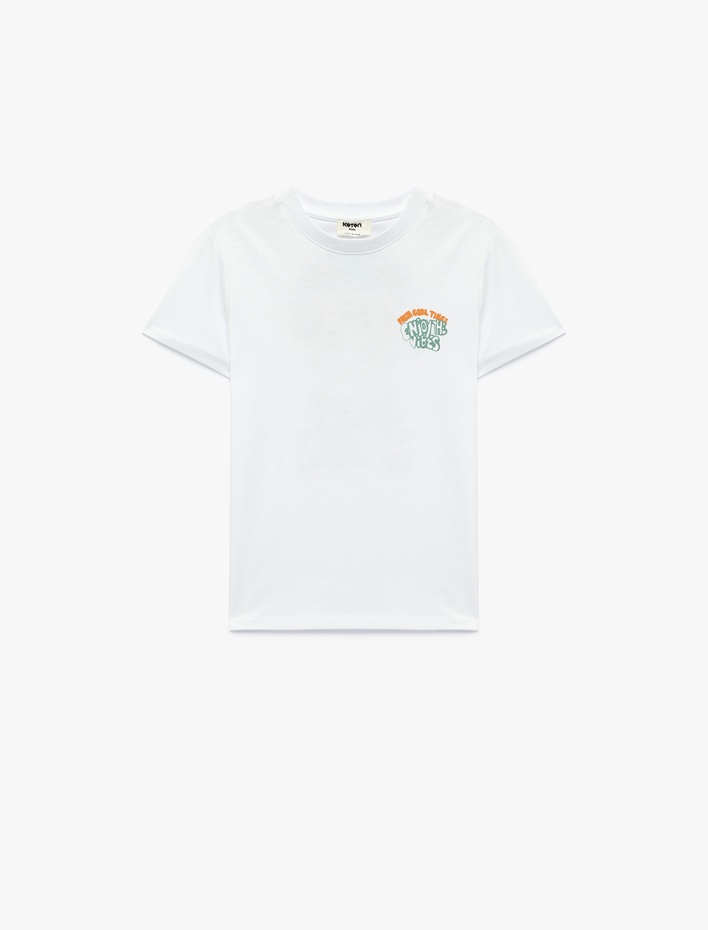 Erkek Çocuk Kısa Kollu Bisiklet Yaka Pamuklu Arkası Baskılı Tişört