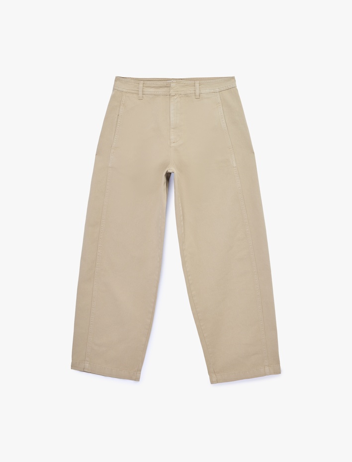  Pamuklu Cep Detaylı Rahat Kalıp Normal Paça Balon Pantolon