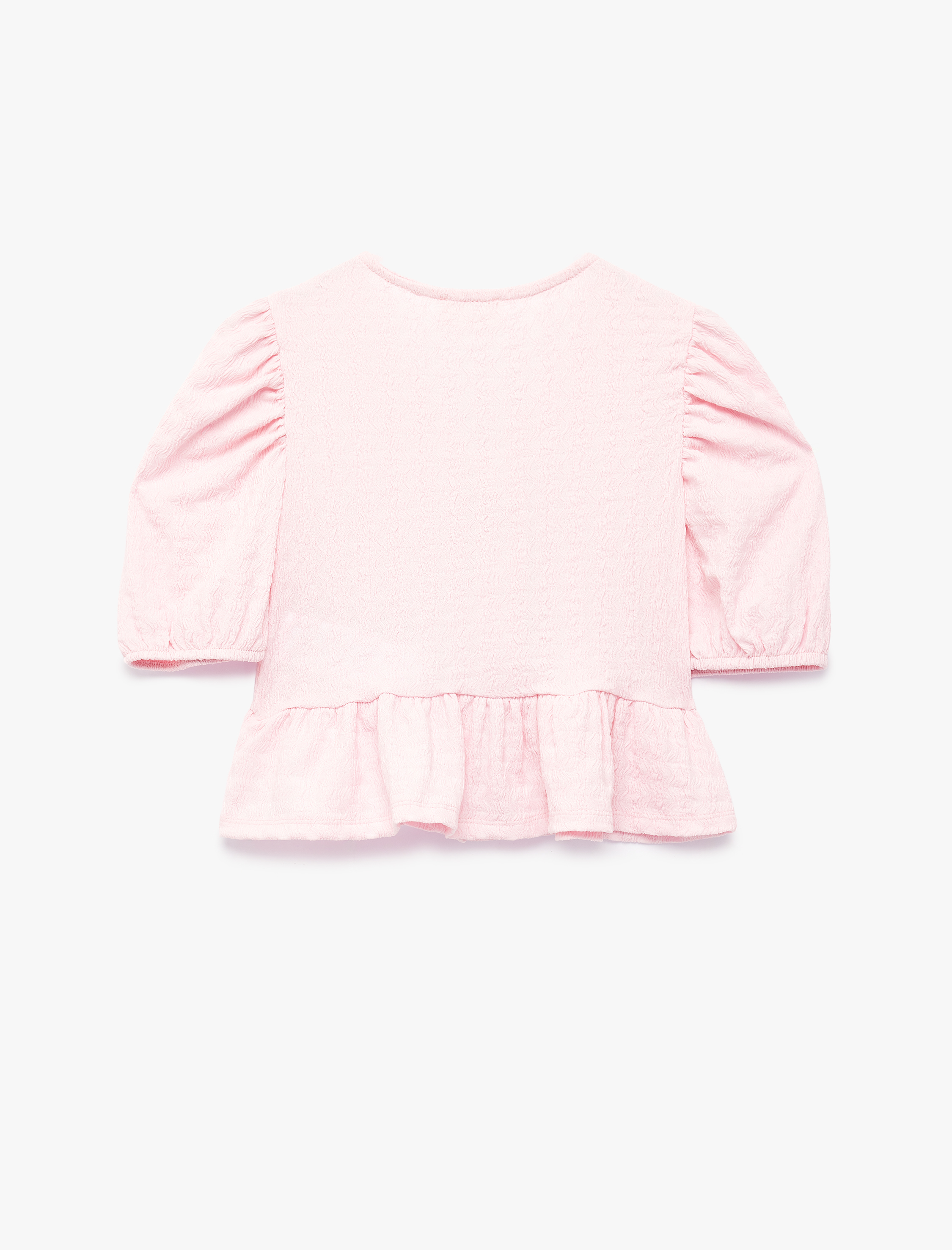  Kız Çocuk Fiyonk Detaylı Balon Kollu V Yaka Bluz