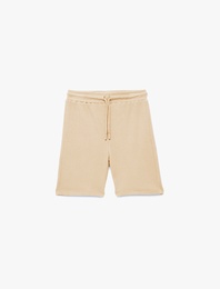 Pamuklu Beli Bağlamalı Dokulu Basic Şort