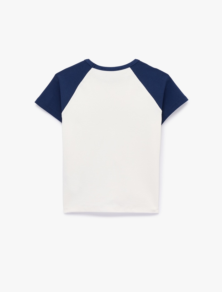  Pamuklu Kısa Kollu Bisiklet Yaka Slim Fit Baskılı Tişört