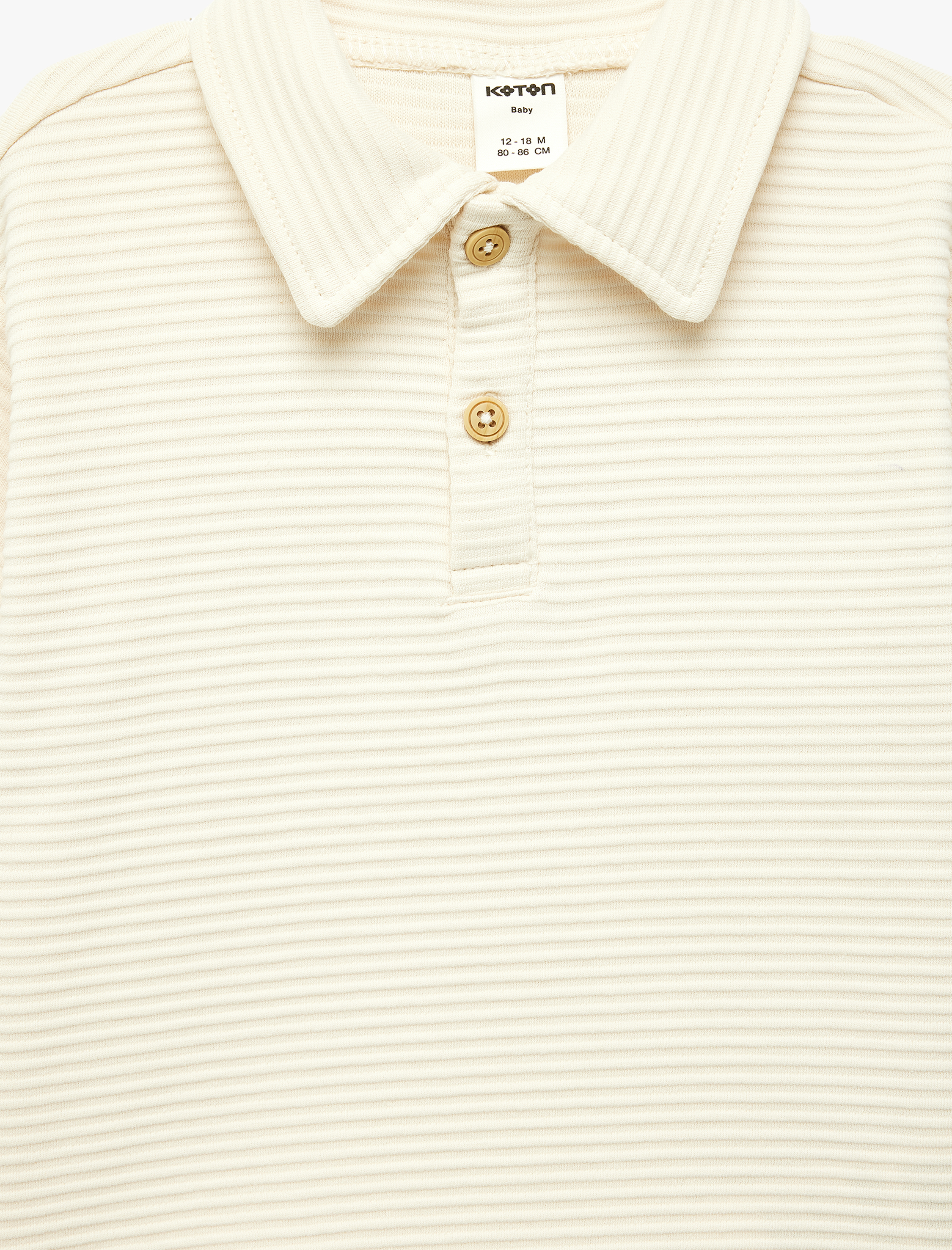  Erkek Bebek Pamuklu Dokulu Düğmeli Kısa Kollu Polo Yaka Tişört