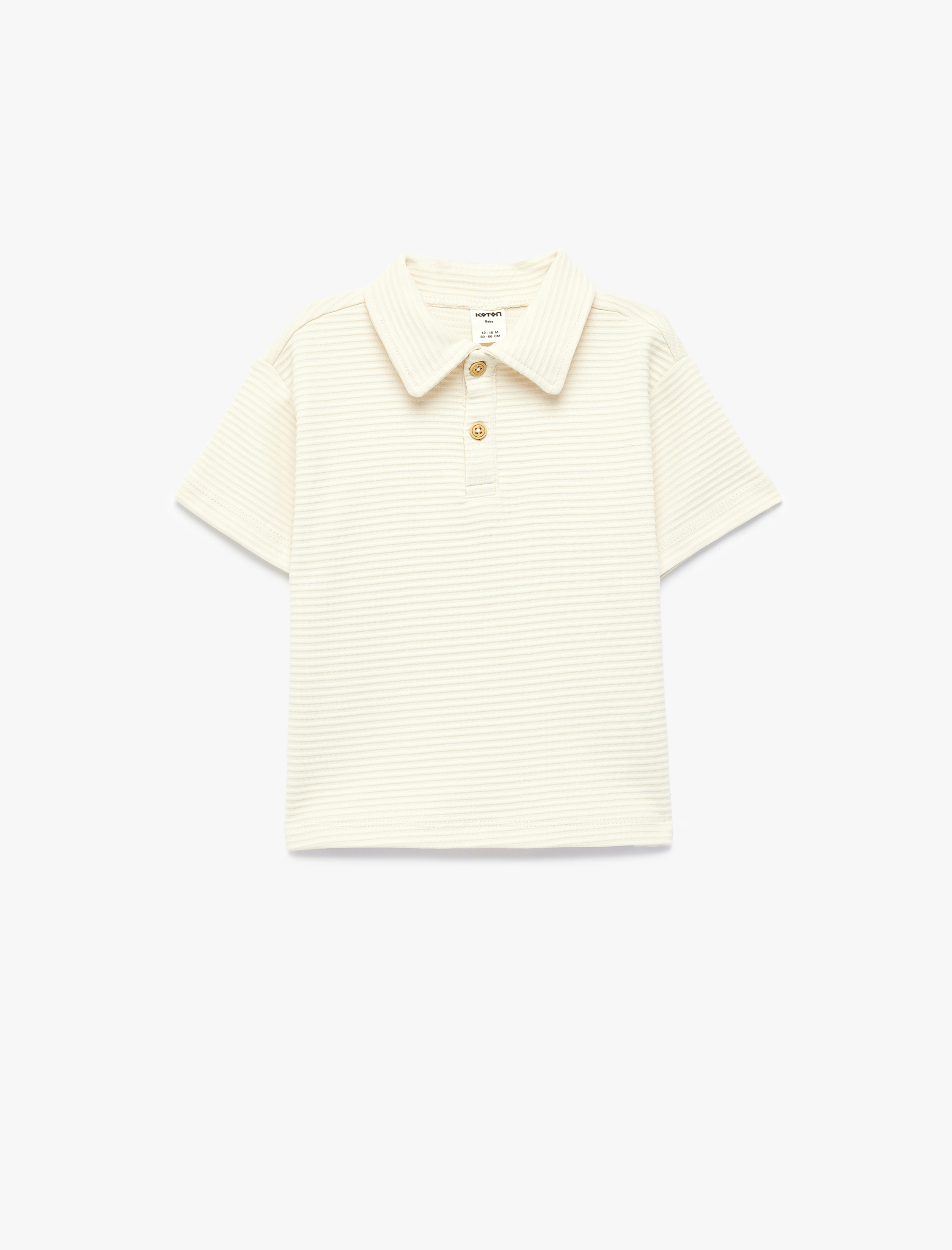  Erkek Bebek Pamuklu Dokulu Düğmeli Kısa Kollu Polo Yaka Tişört