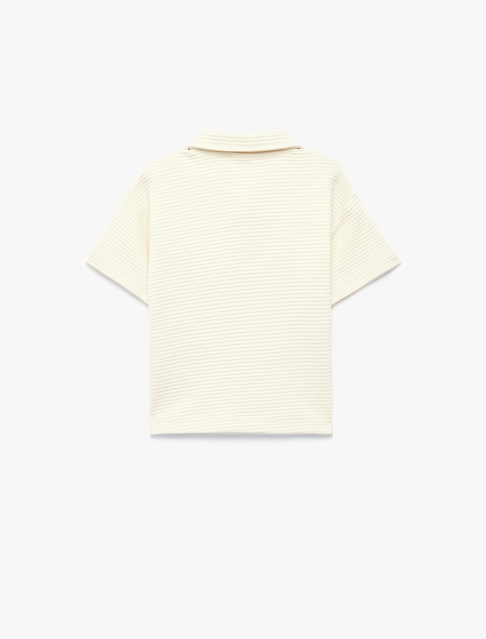 Erkek Bebek Pamuklu Dokulu Düğmeli Kısa Kollu Polo Yaka Tişört