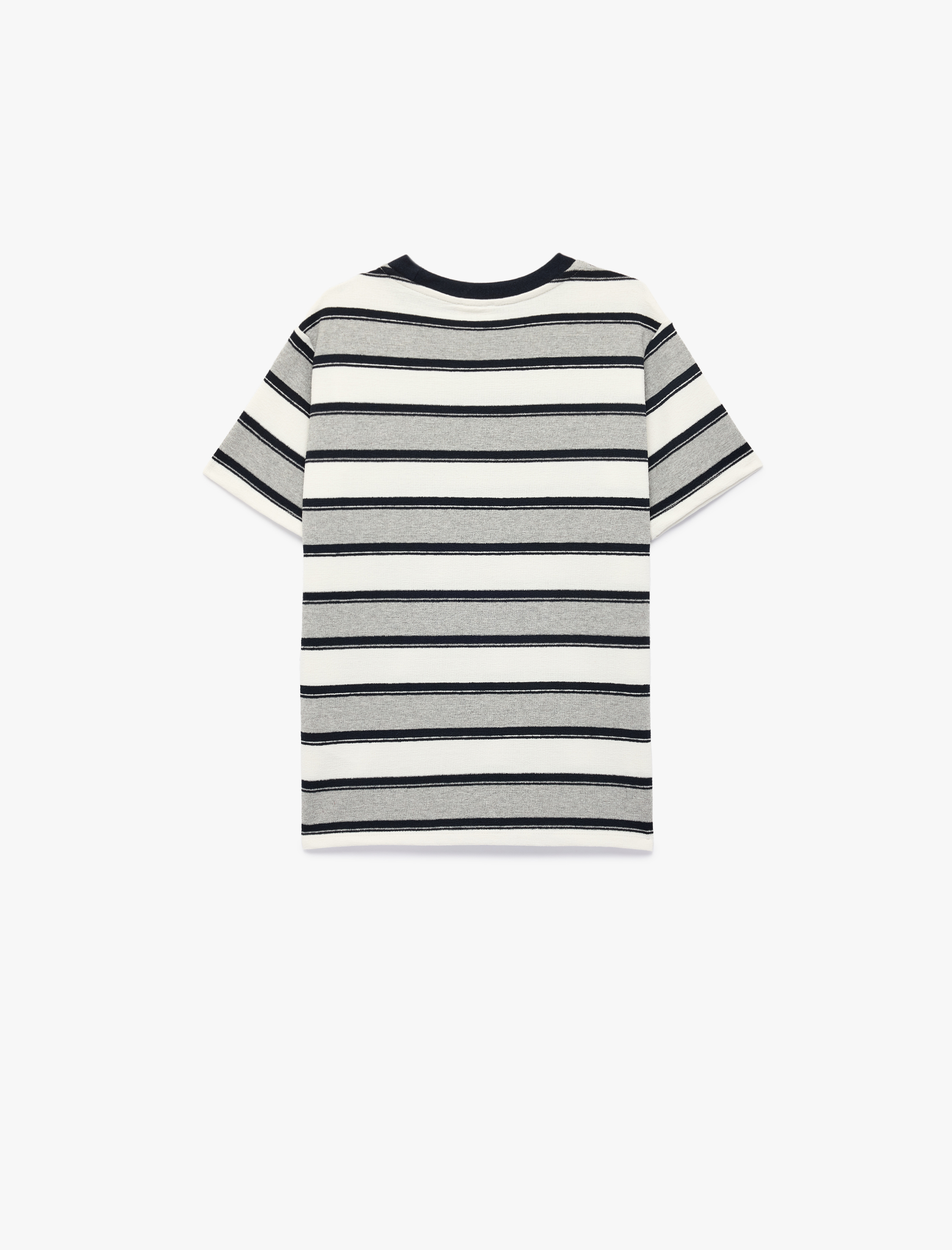  Erkek Çocuk Kısa Kollu Bisiklet Yaka Çizgili Oversize Tişört