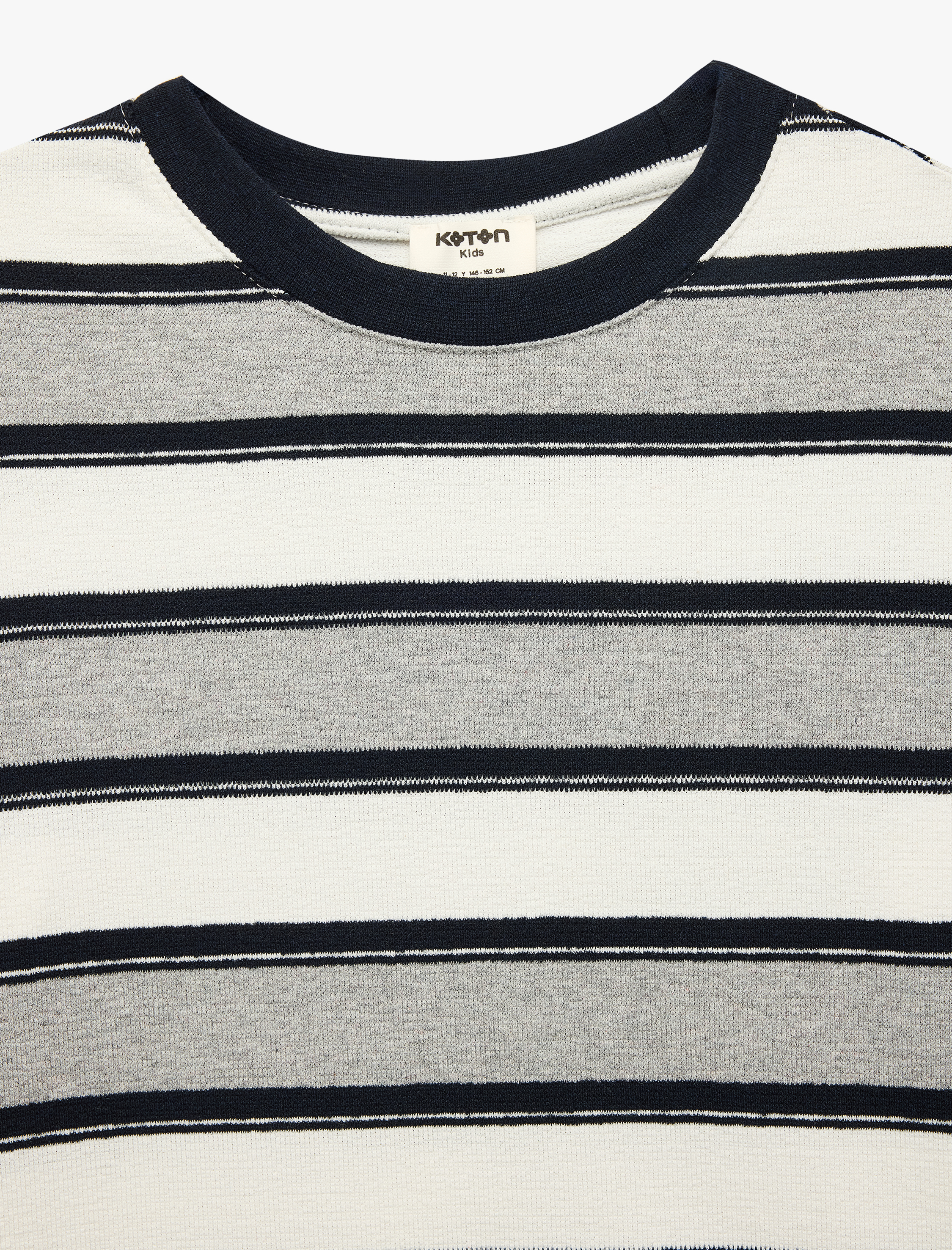  Erkek Çocuk Kısa Kollu Bisiklet Yaka Çizgili Oversize Tişört