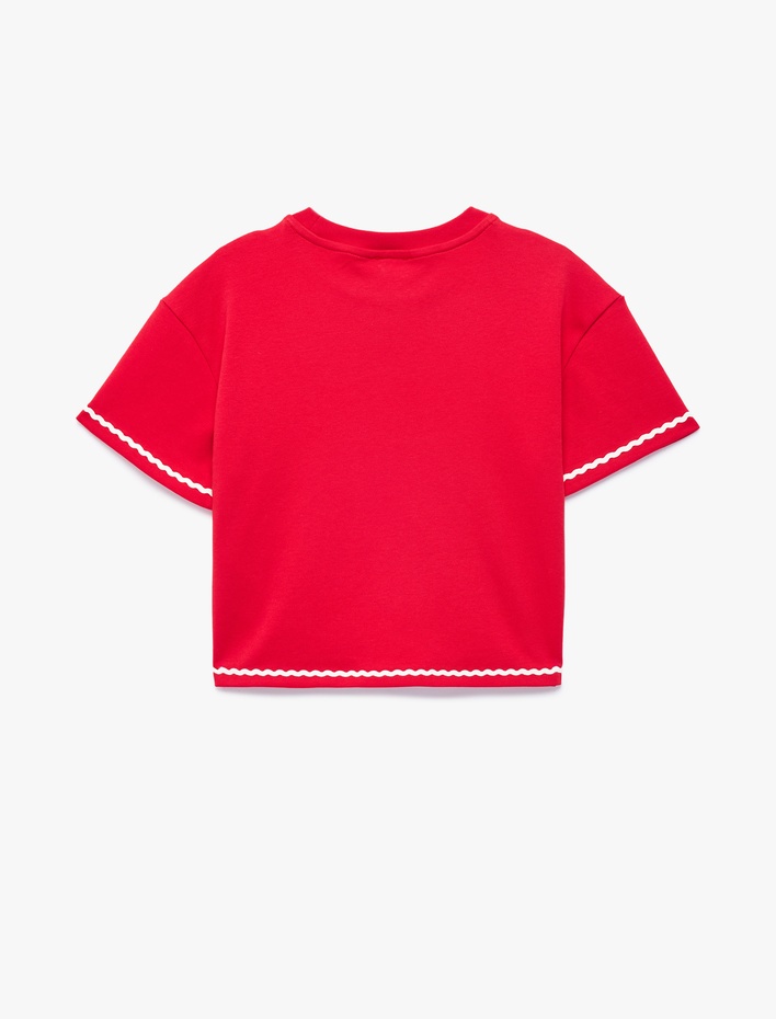 Kız Çocuk Balık Baskılı Bisiklet Yaka Kısa Kollu Pamuklu Tişört