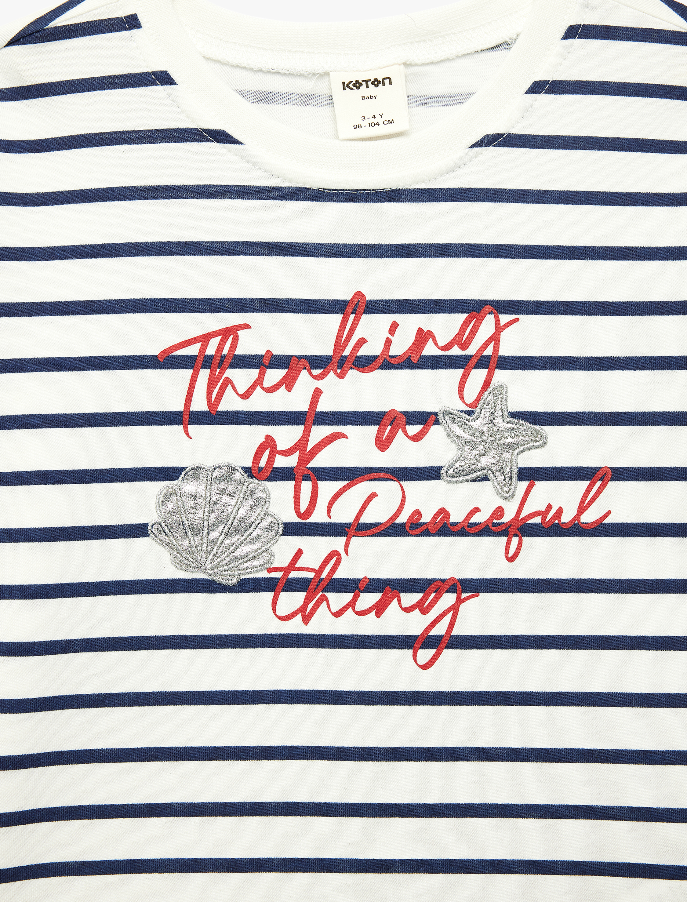  Kız Bebek Pamuklu Kısa Kollu Bisiklet Yaka Baskılı Çizgili Tişört