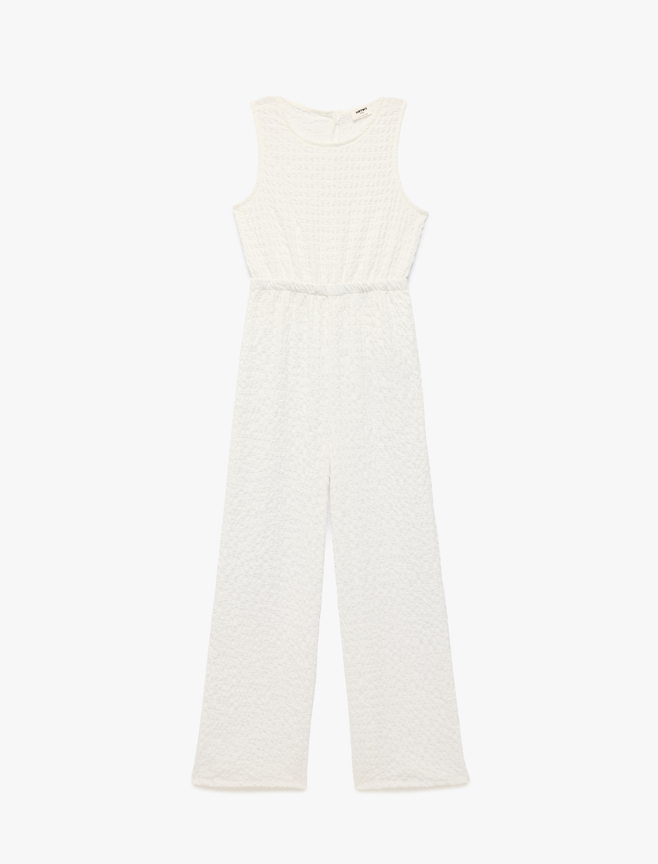  Kız Çocuk Bisiklet Yaka Kolsuz Bürümcük Kumaş Uzun Tulum