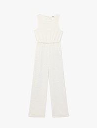 Bisiklet Yaka Kolsuz Bürümcük Kumaş Uzun Tulum