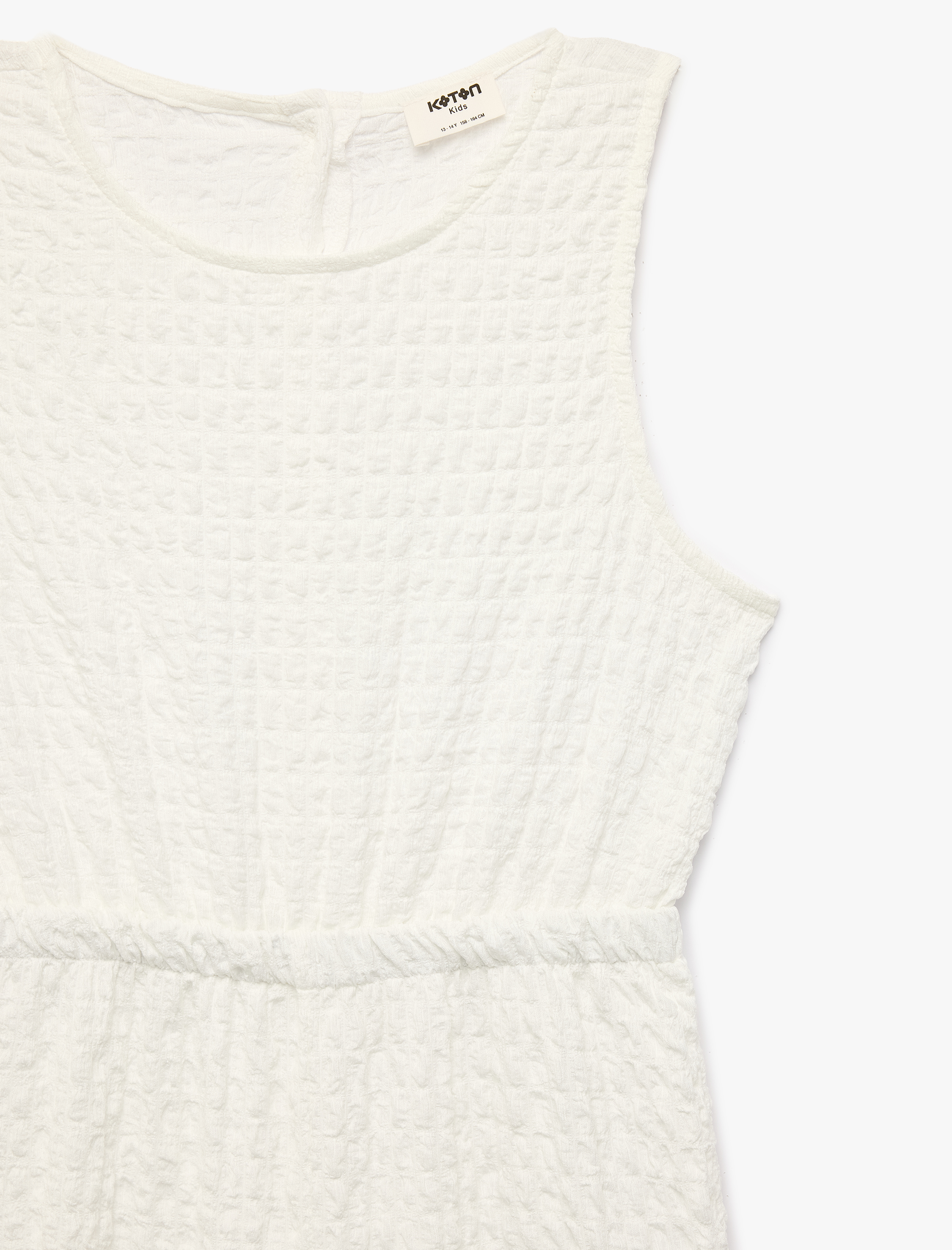  Kız Çocuk Bisiklet Yaka Kolsuz Bürümcük Kumaş Uzun Tulum