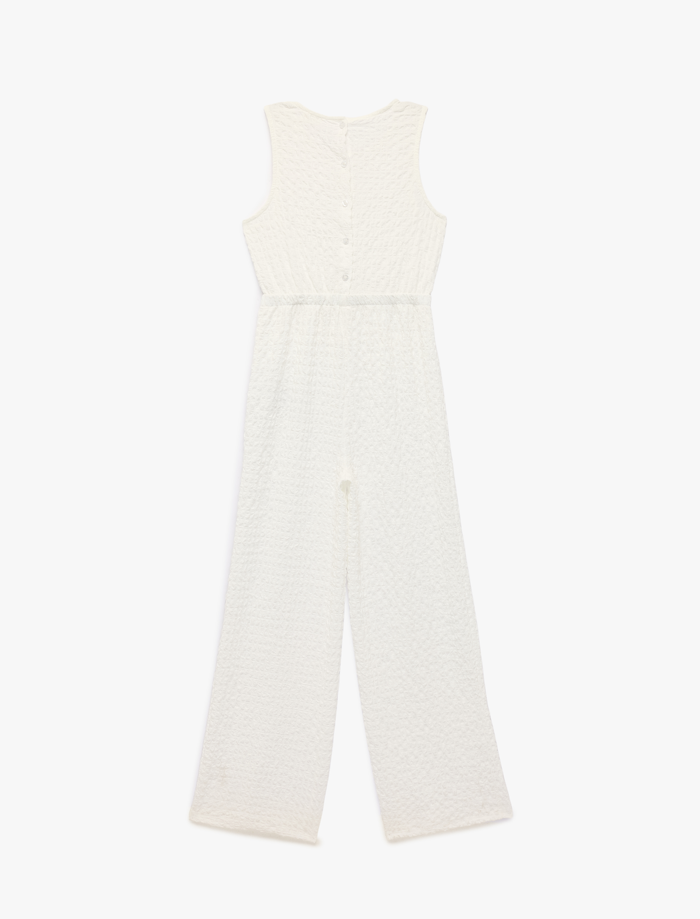  Kız Çocuk Bisiklet Yaka Kolsuz Bürümcük Kumaş Uzun Tulum