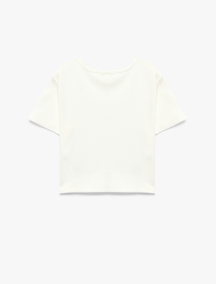 Kız Çocuk Kısa Kollu Bisiklet Yaka Pamuklu Baskılı Tişört