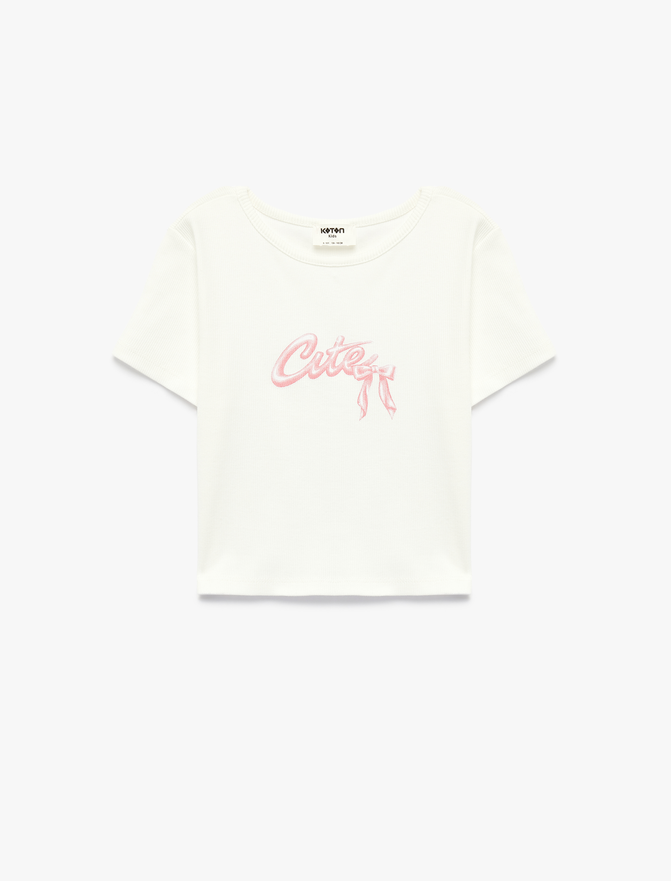  Kız Çocuk Kısa Kollu Bisiklet Yaka Pamuklu Baskılı Tişört