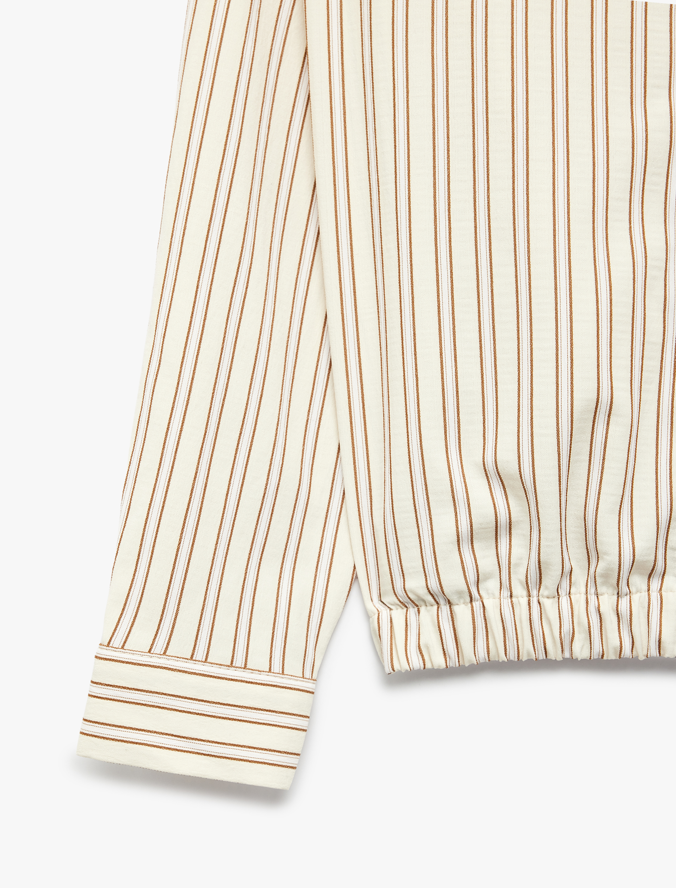  Kız Çocuk Klasik Yaka Beli Lastikli Uzun Kollu Çizgili Gömlek