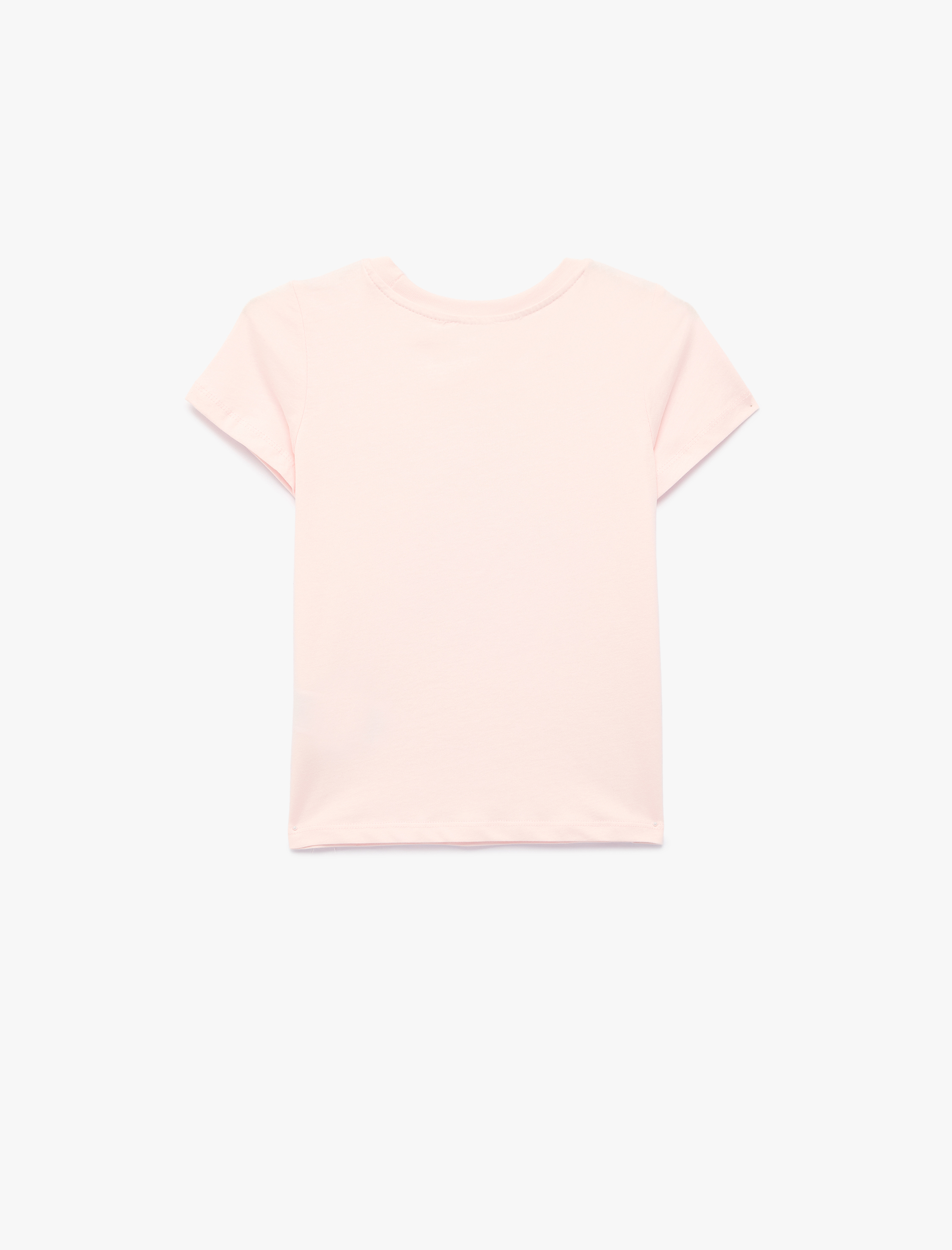  Kız Çocuk Fiyonk Detaylı Baskılı Bisiklet Yaka Kısa Kollu Pamuklu Tişört