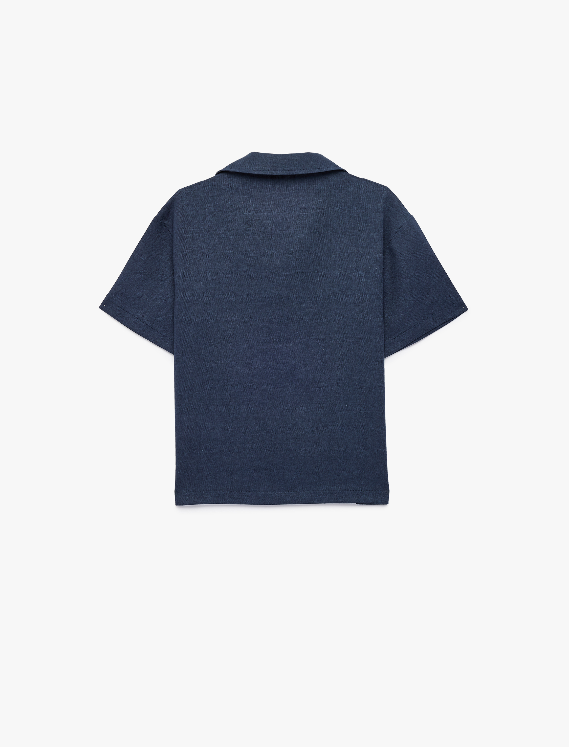  Erkek Çocuk Oversize Keten ve Viskon Karışımlı Kısa Kollu Gömlek