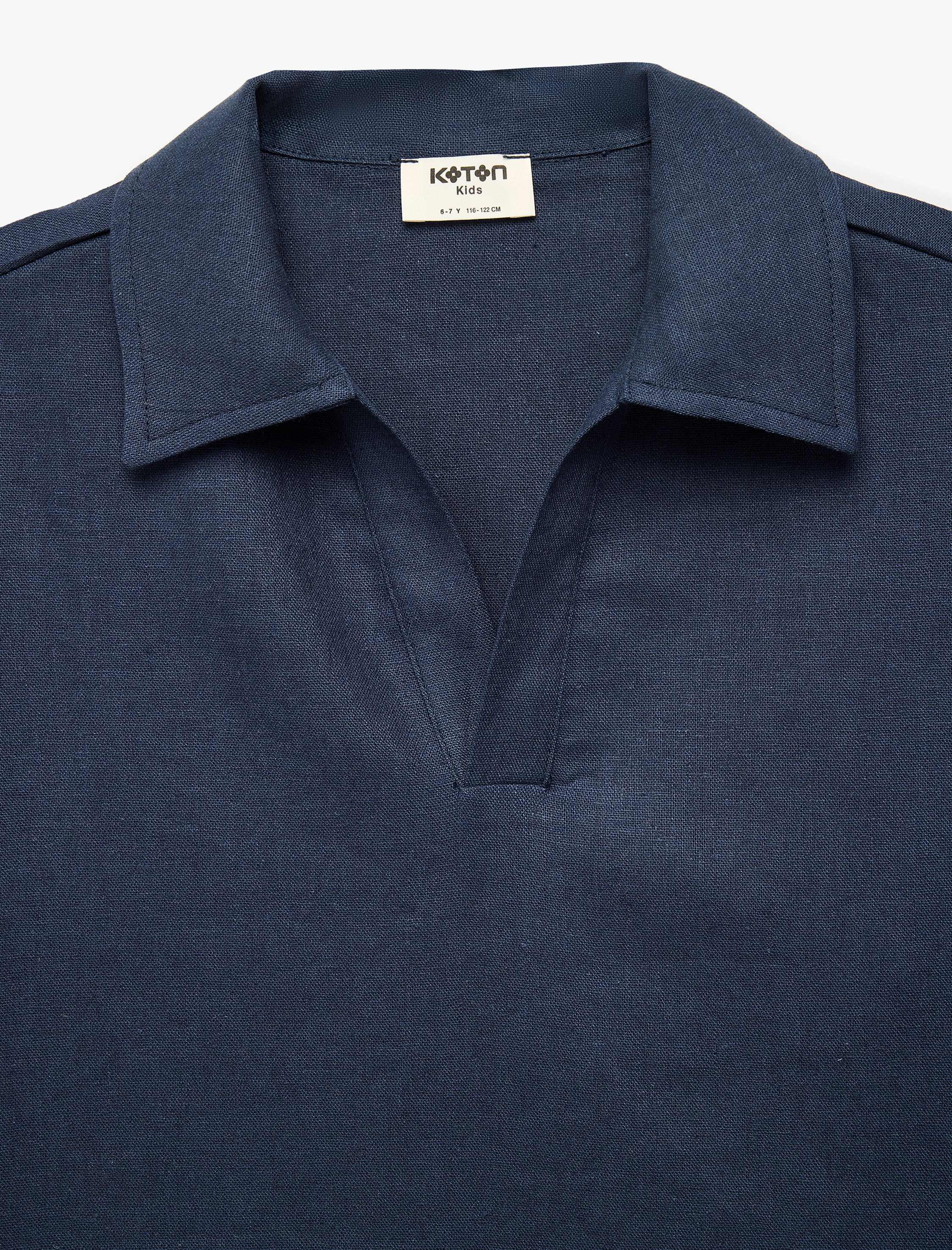  Erkek Çocuk Oversize Keten ve Viskon Karışımlı Kısa Kollu Gömlek