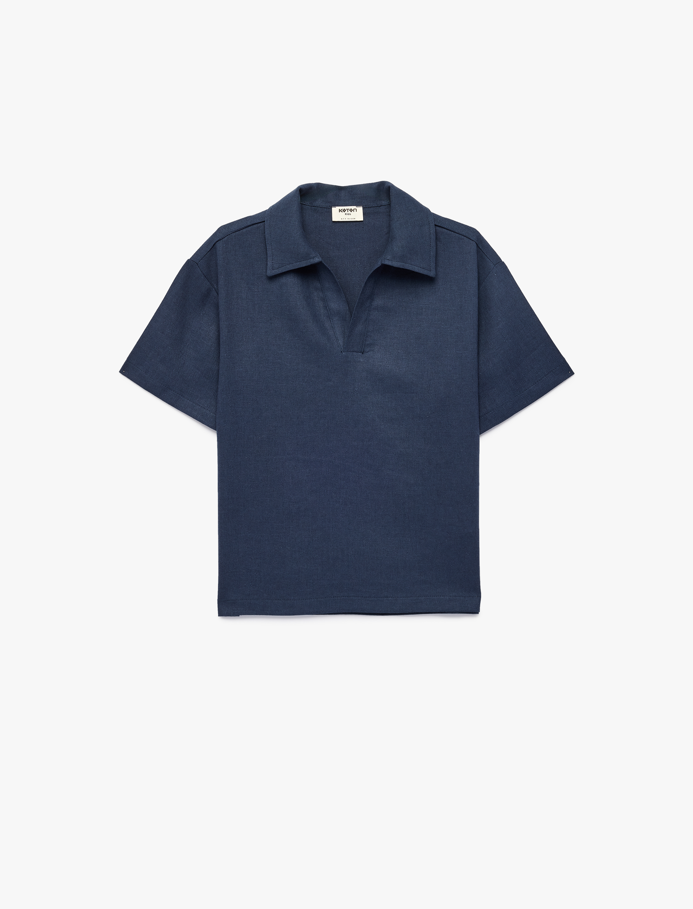  Erkek Çocuk Oversize Keten ve Viskon Karışımlı Kısa Kollu Gömlek