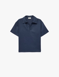 Oversize Keten ve Viskon Karışımlı Kısa Kollu Gömlek