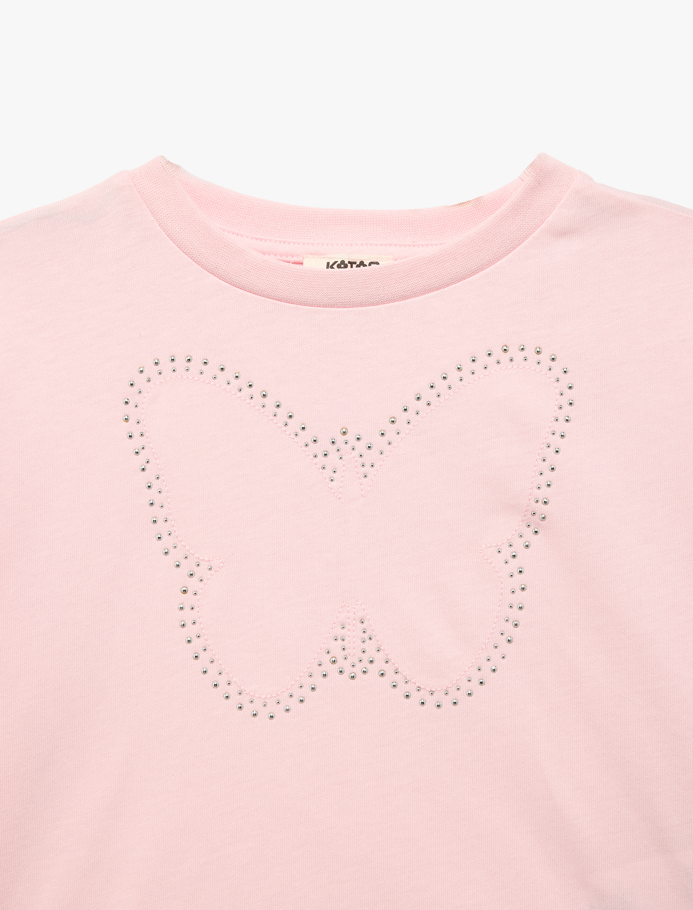  Kız Çocuk Pamuklu Kısa Kollu Bisiklet Yaka Kelebek Baskılı Tişört