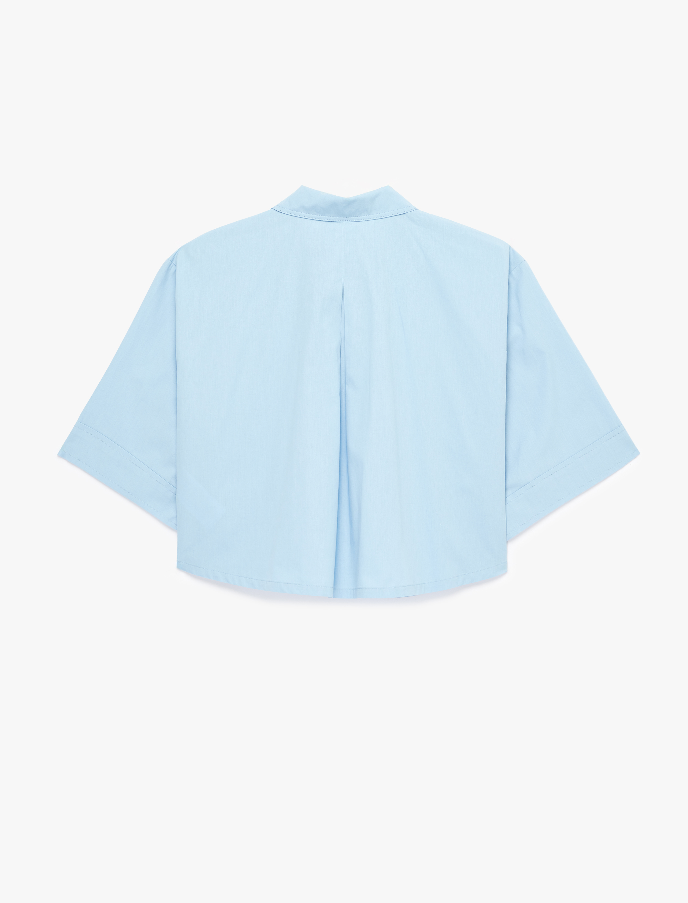   Pamuklu Kargo Cep Detaylı Kısa Kollu Oversize Crop Gömlek