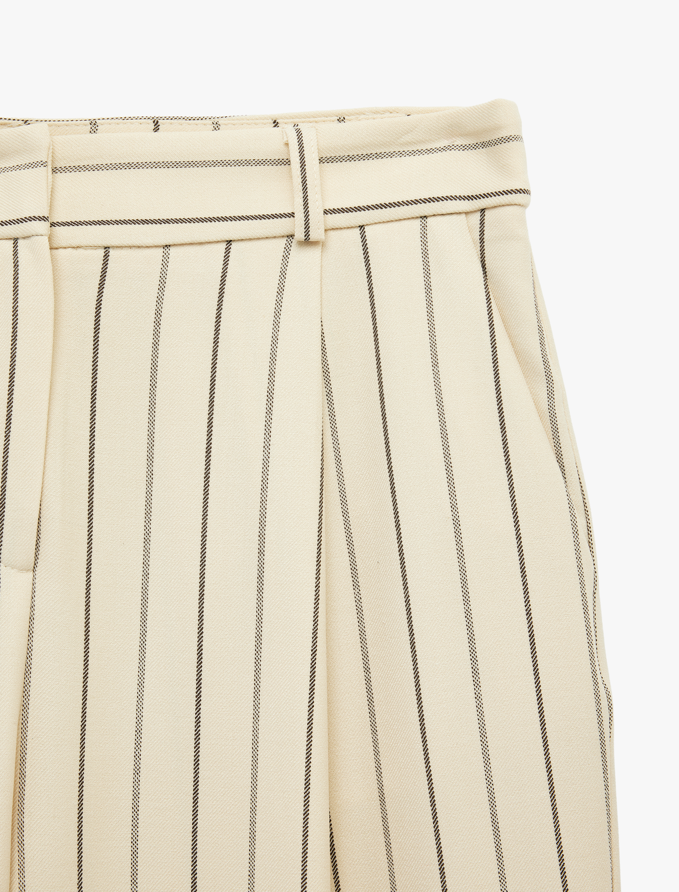   Çizgili Cep Detaylı Viskon Karışımlı Yüksek Bel Palazzo Pantolon