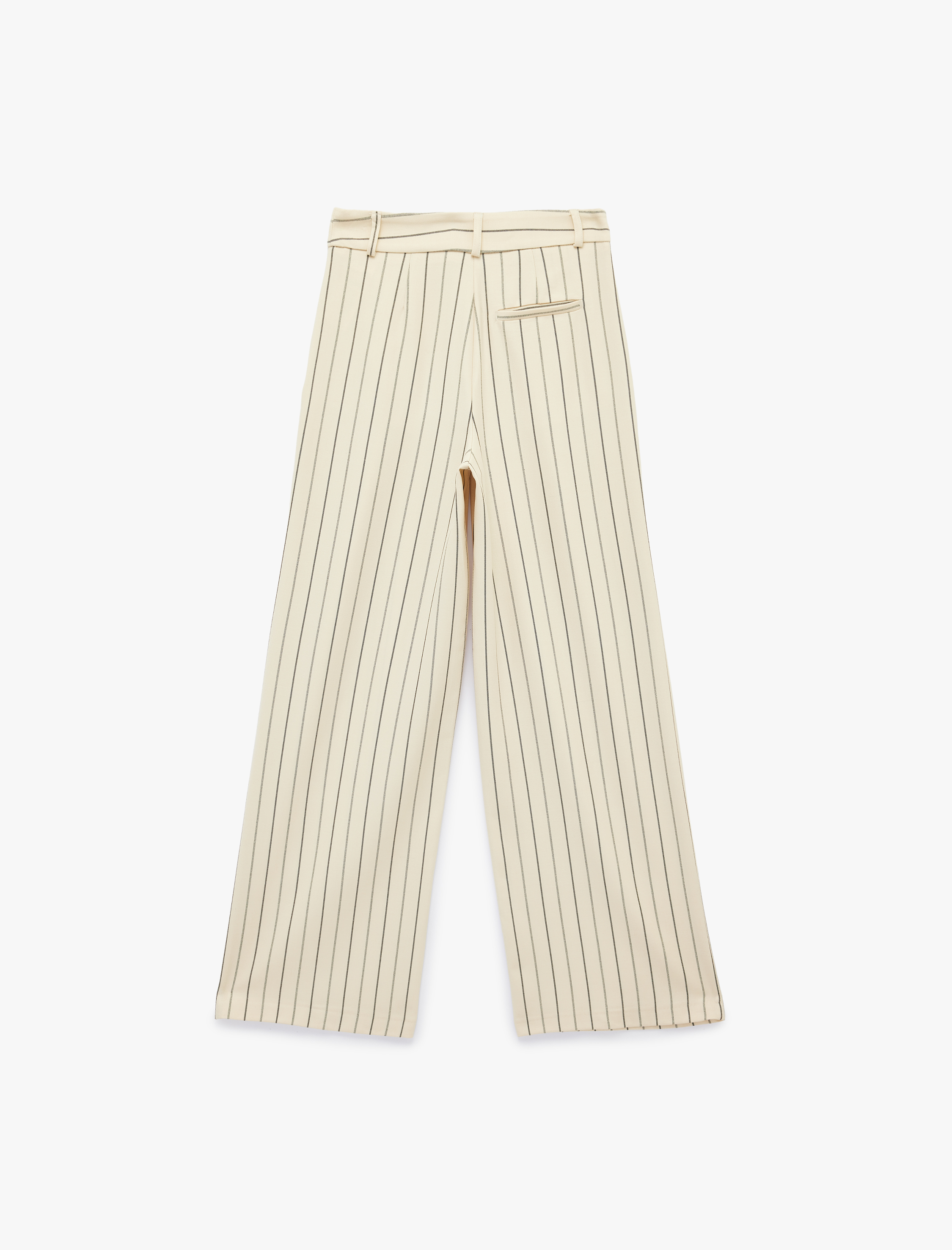   Çizgili Cep Detaylı Viskon Karışımlı Yüksek Bel Palazzo Pantolon