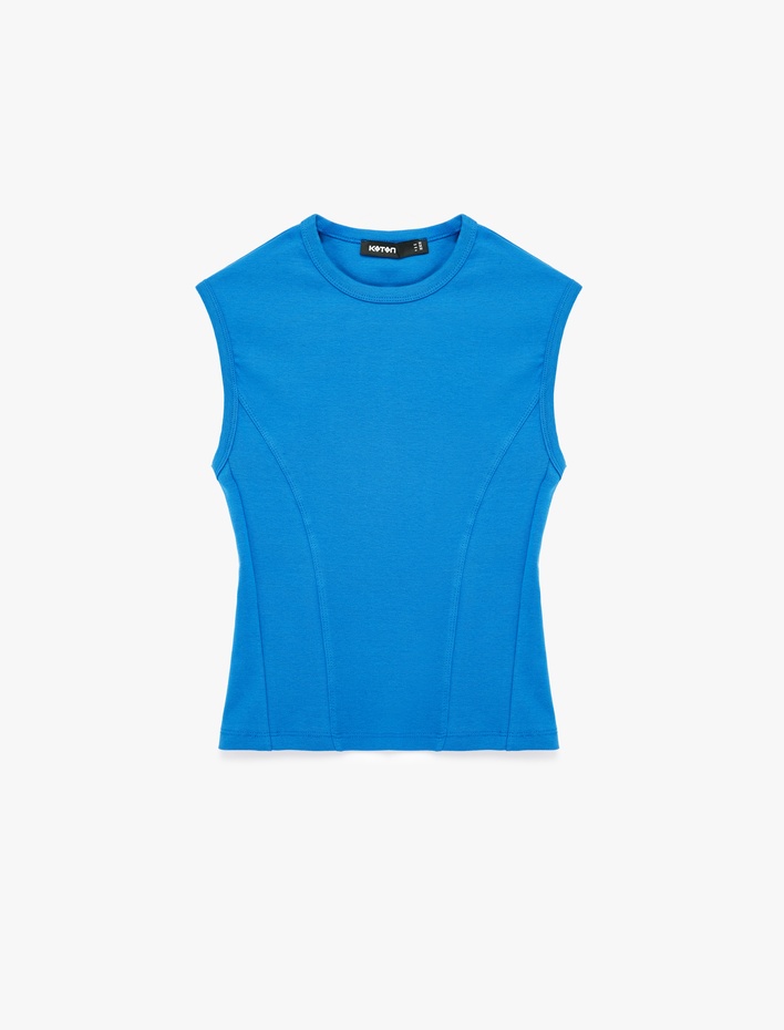  Pamuklu Bisiklet Yaka Slim Fit Kolsuz Tişört