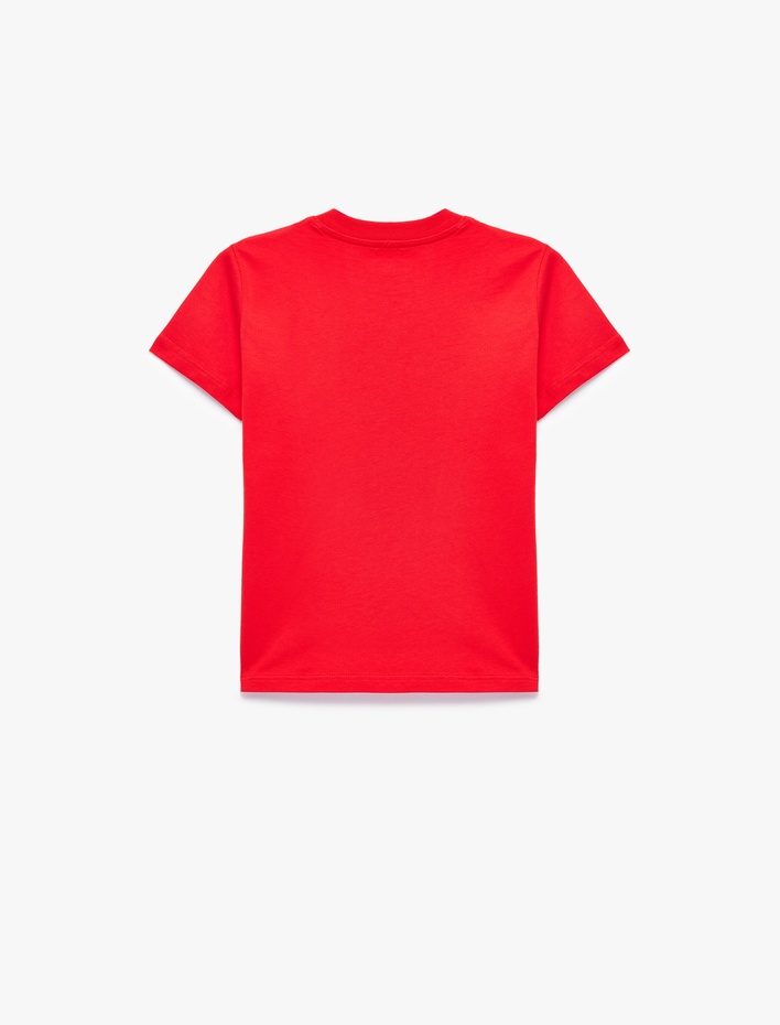 Erkek Çocuk Pamuklu Kısa Kollu Bisiklet Yaka Baskılı Tişört