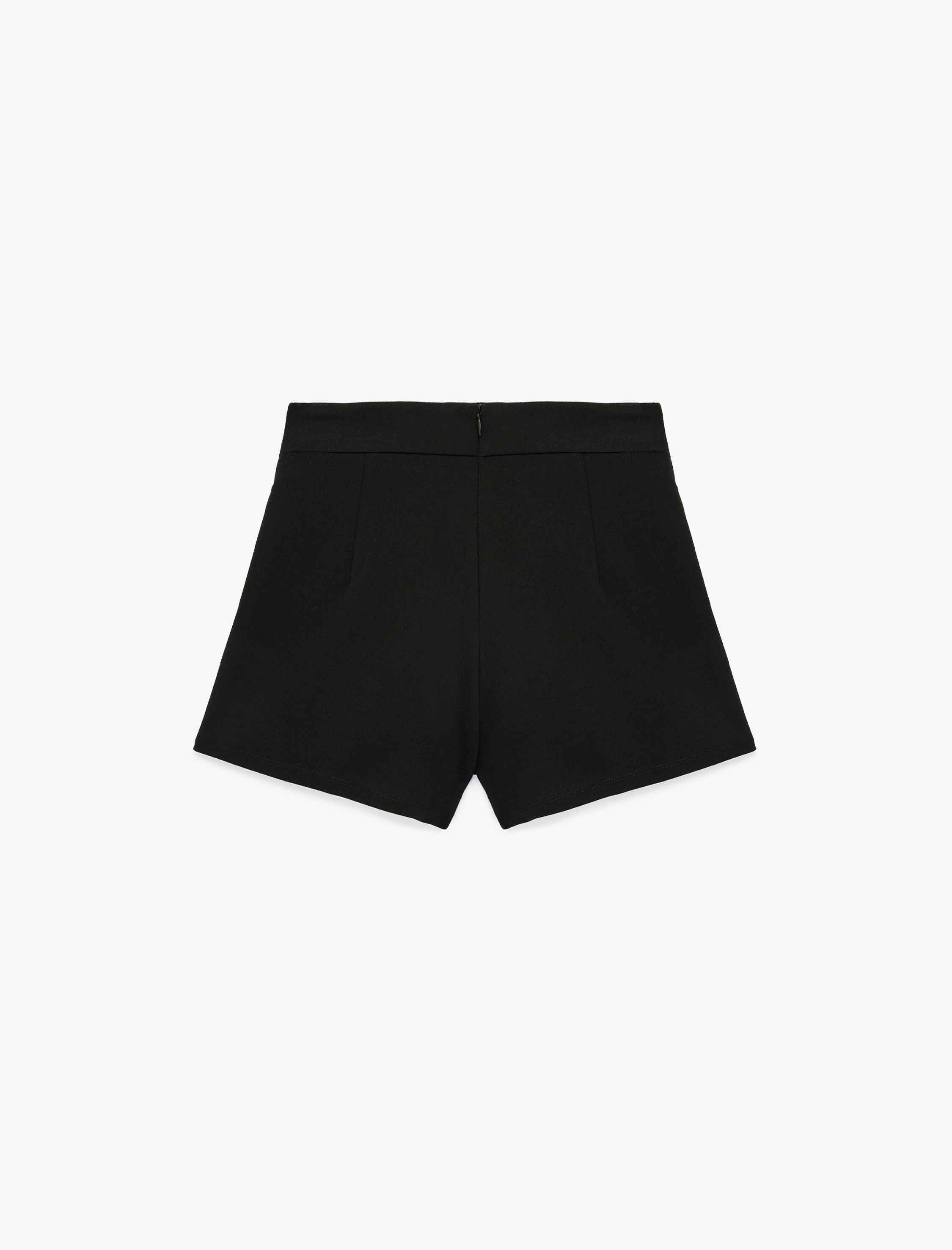   Krep Scuba Kumaş Fiyonklu Pileli Mini Şort Etek