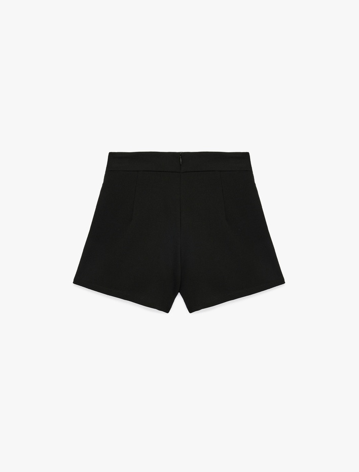  Krep Scuba Kumaş Fiyonklu Pileli Mini Şort Etek