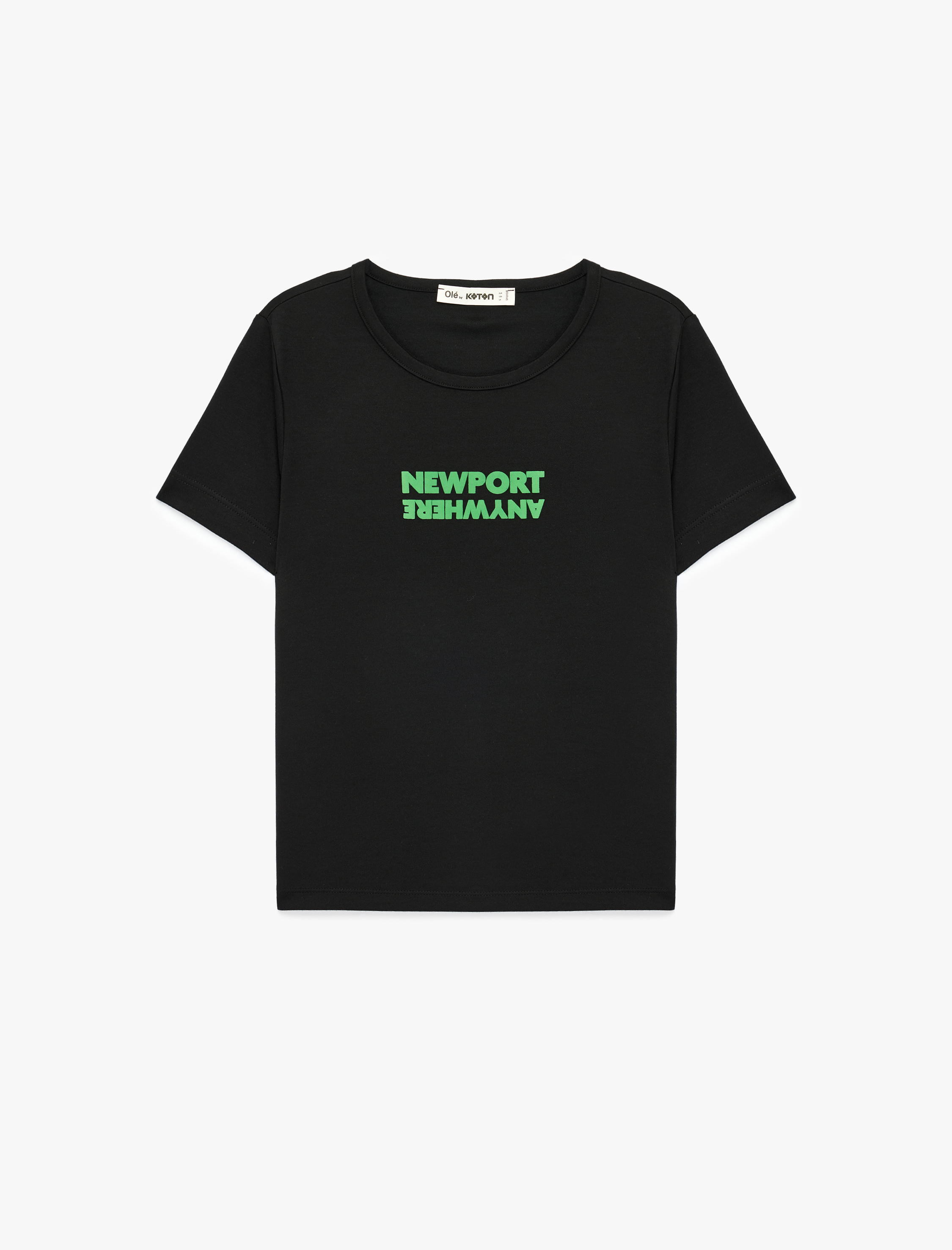   Slim Fit Kısa Kollu Bisiklet Yaka Modal Karışımlı Baskılı Tişört