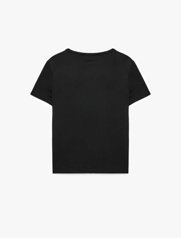  Slim Fit Kısa Kollu Bisiklet Yaka Modal Karışımlı Baskılı Tişört