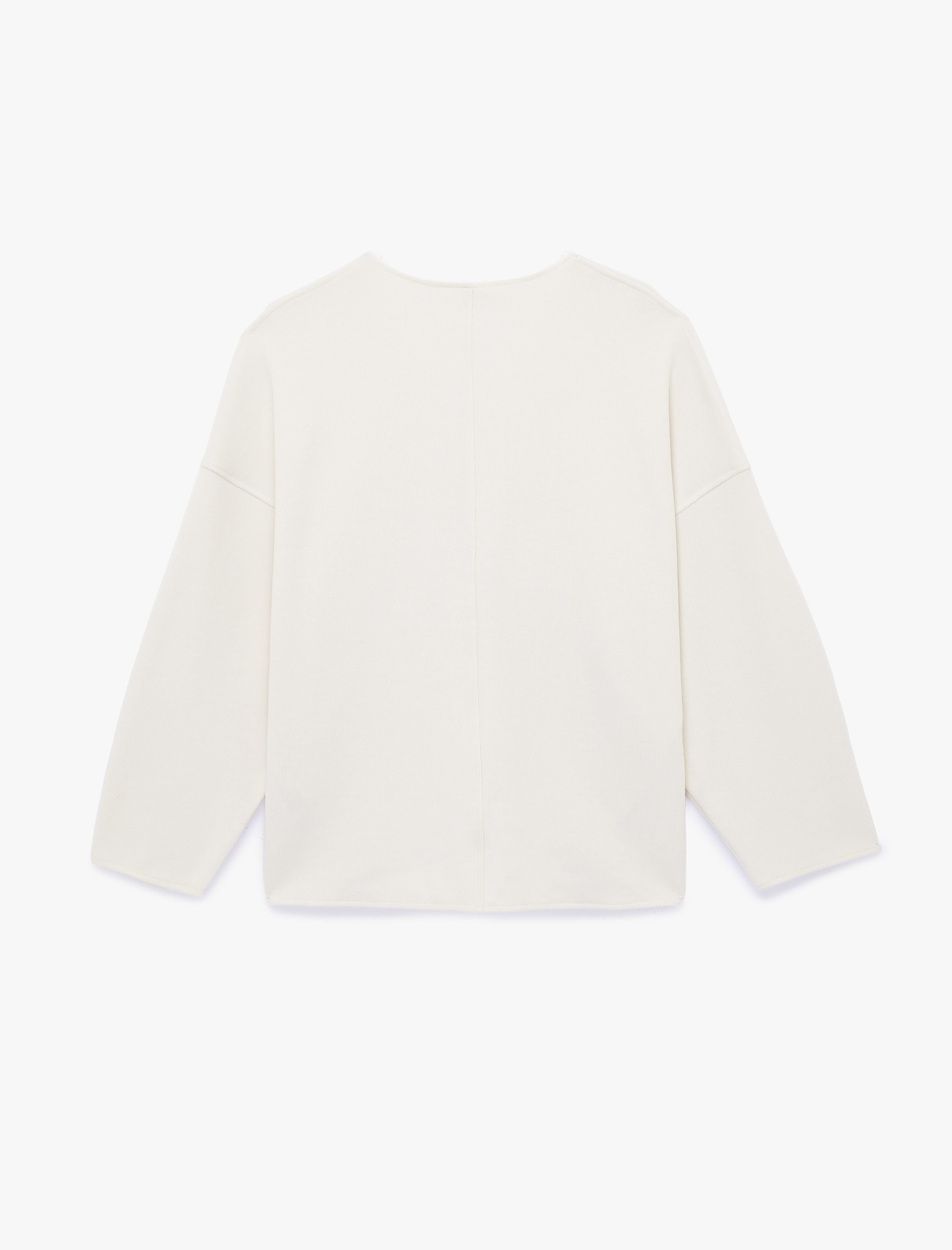   Uzun Kollu Dantel Detaylı V Yaka Sweatshirt