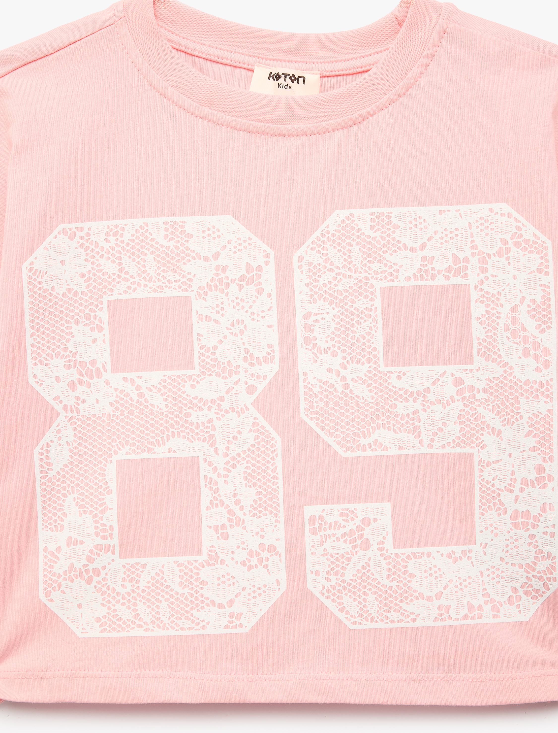  Kız Çocuk Pamuklu Kısa Kollu Bisiklet Yaka Baskılı Tişört