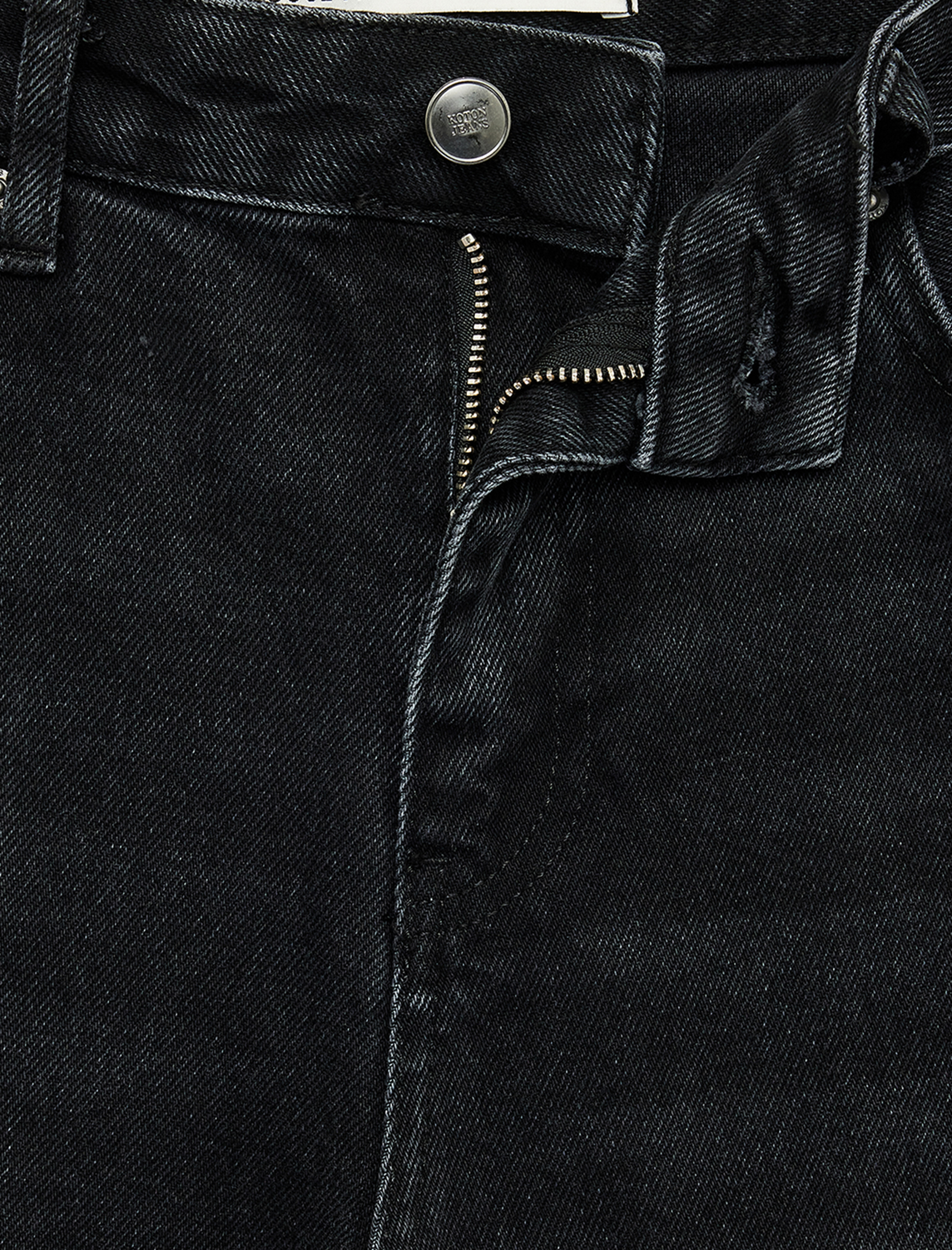   Düşük Bel Pamuklu Düğmeli Bol Kalıp Denim Pantolon - Loose Straight Fit Jean