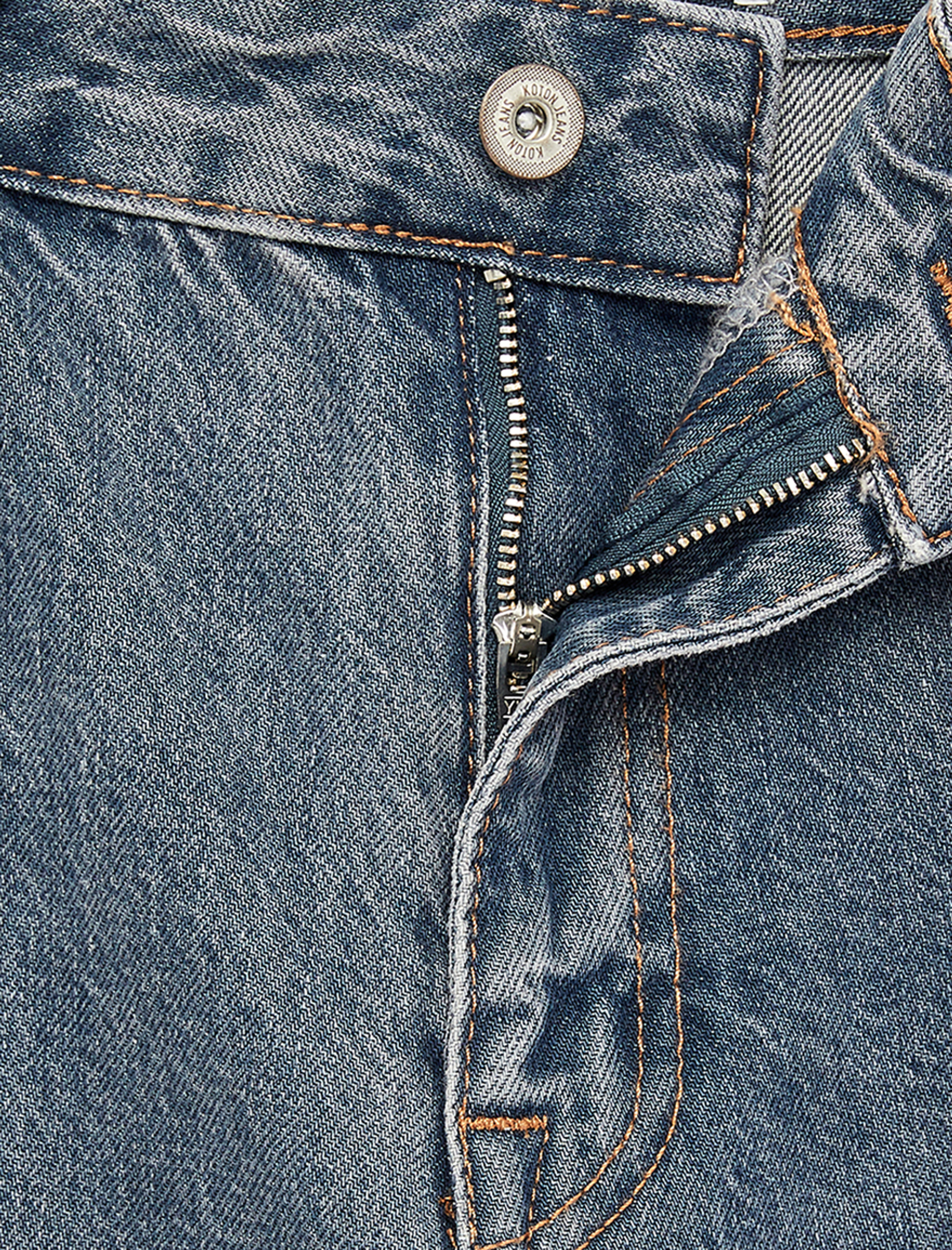   Pamuklu Cepli Düğmeli Yüksek Bel Düz Paça Denim Pantolon - Straight Fit Jean